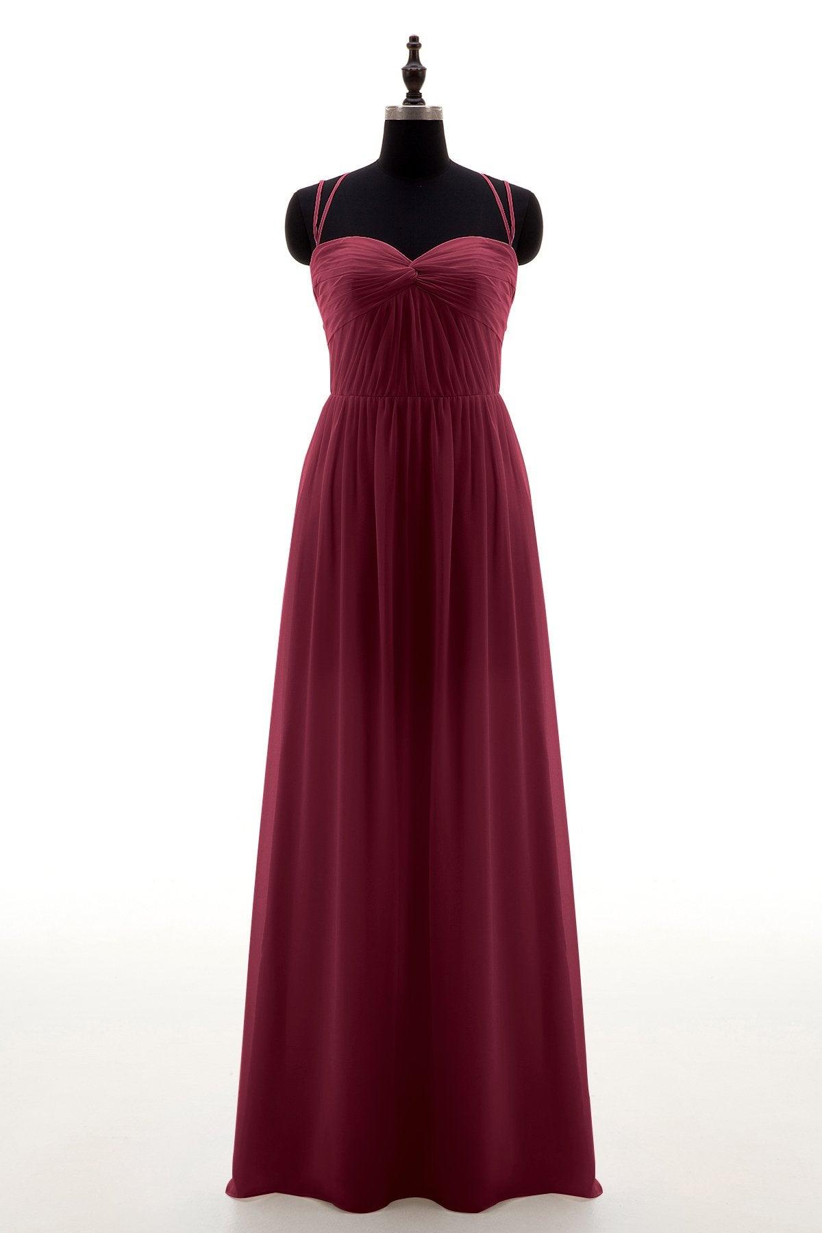 Sheath-Column Floor Length Chiffon Bridesmaid Dress NB3316 - COCOMELODY