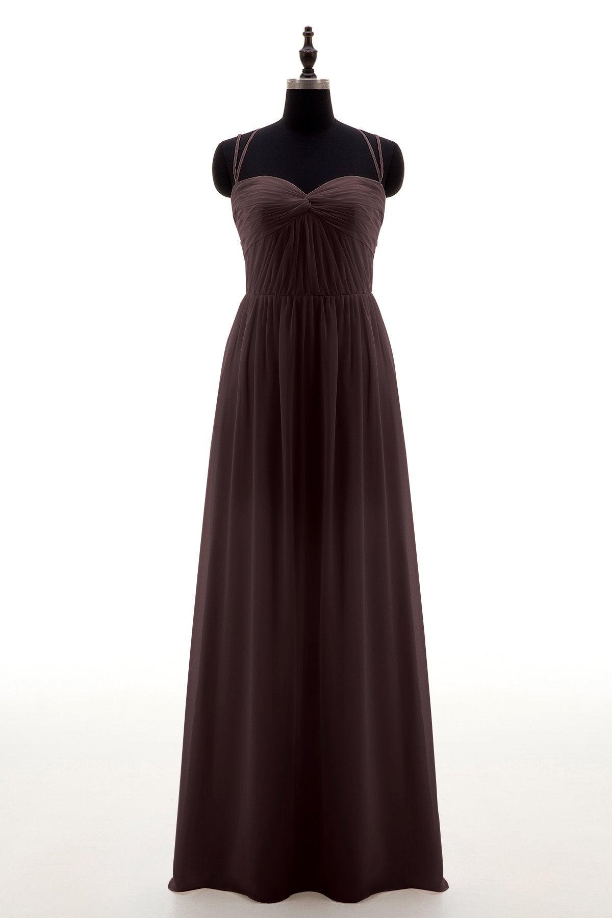 Sheath-Column Floor Length Chiffon Bridesmaid Dress NB3316 - COCOMELODY