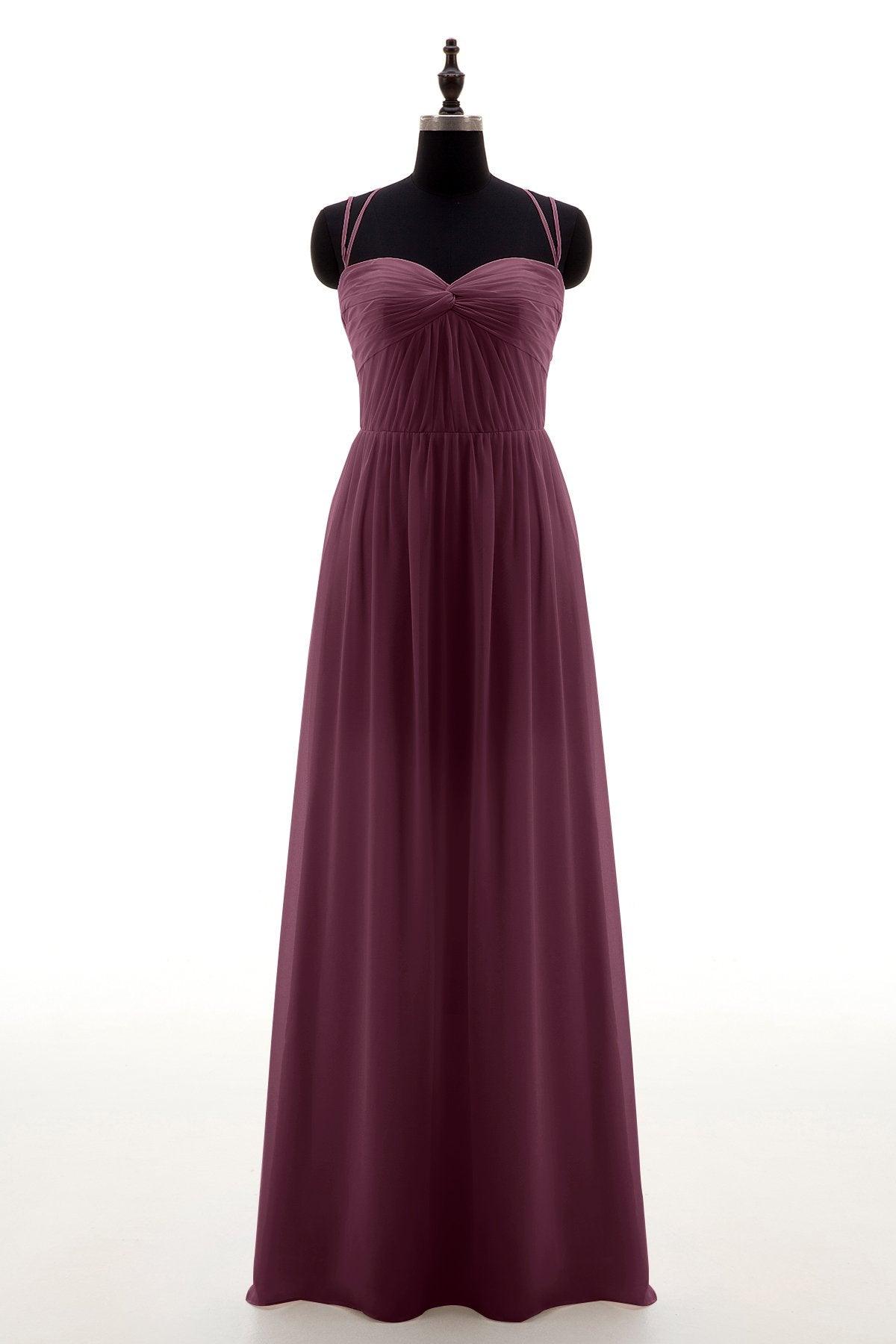 Sheath-Column Floor Length Chiffon Bridesmaid Dress NB3316 - COCOMELODY