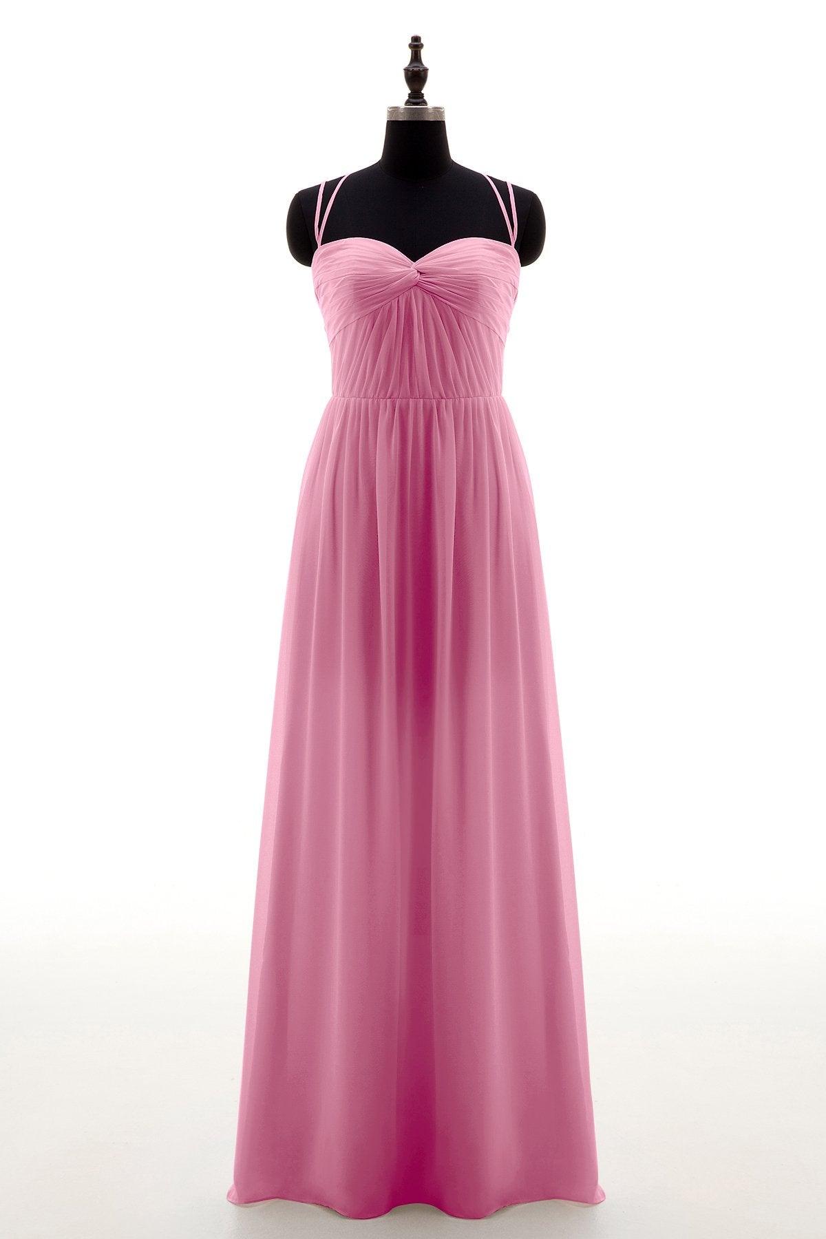Sheath-Column Floor Length Chiffon Bridesmaid Dress NB3316 - COCOMELODY