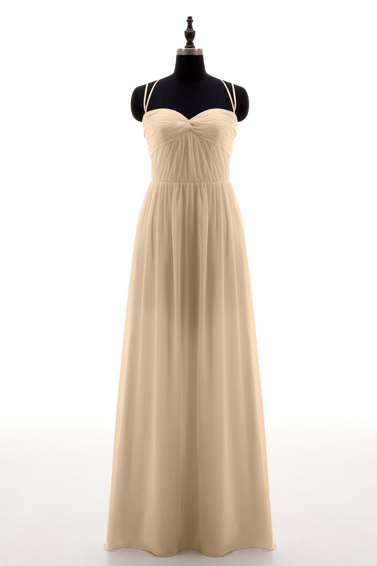 Sheath-Column Floor Length Chiffon Bridesmaid Dress NB3316 - COCOMELODY