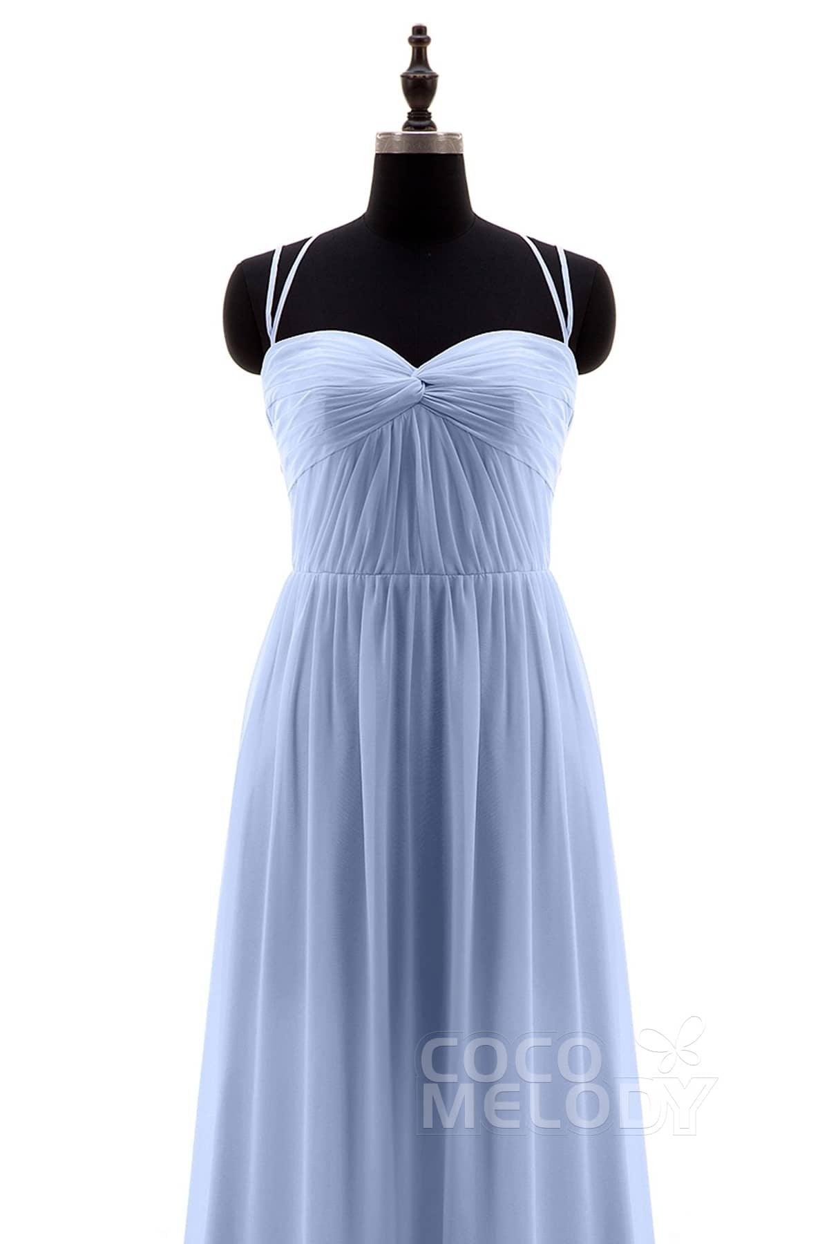Sheath-Column Floor Length Chiffon Bridesmaid Dress NB3316 - COCOMELODY