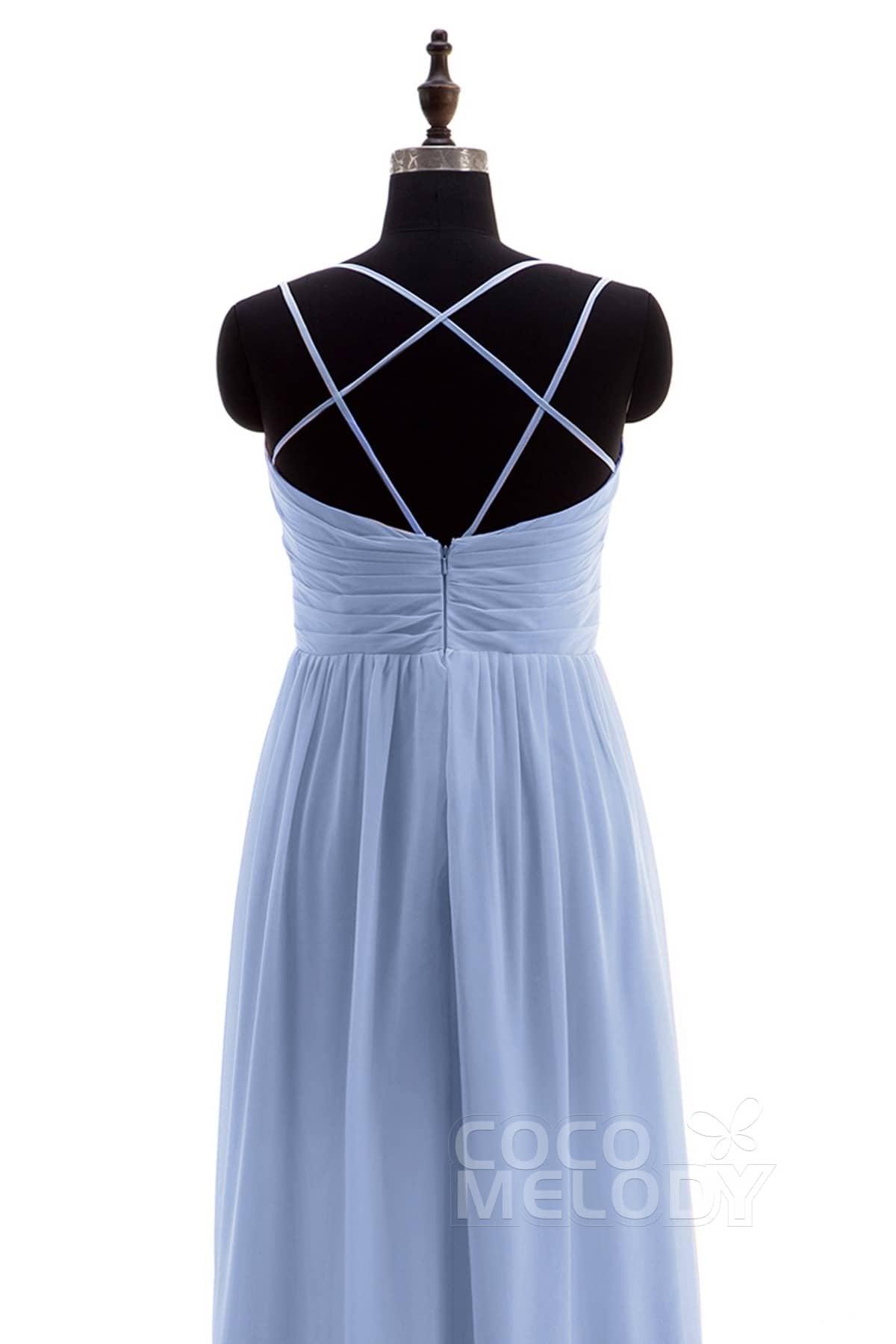 Sheath-Column Floor Length Chiffon Bridesmaid Dress NB3316 - COCOMELODY