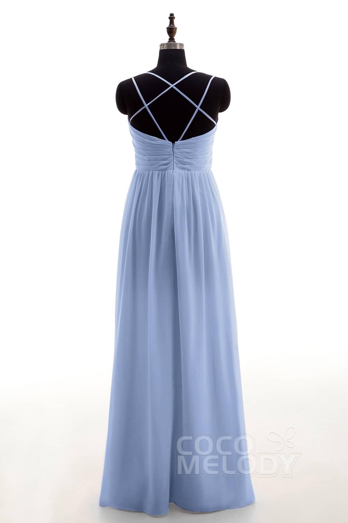 Sheath-Column Floor Length Chiffon Bridesmaid Dress NB3316 - COCOMELODY