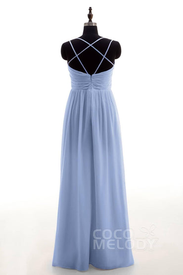 Sheath-Column Floor Length Chiffon Bridesmaid Dress NB3316 - COCOMELODY