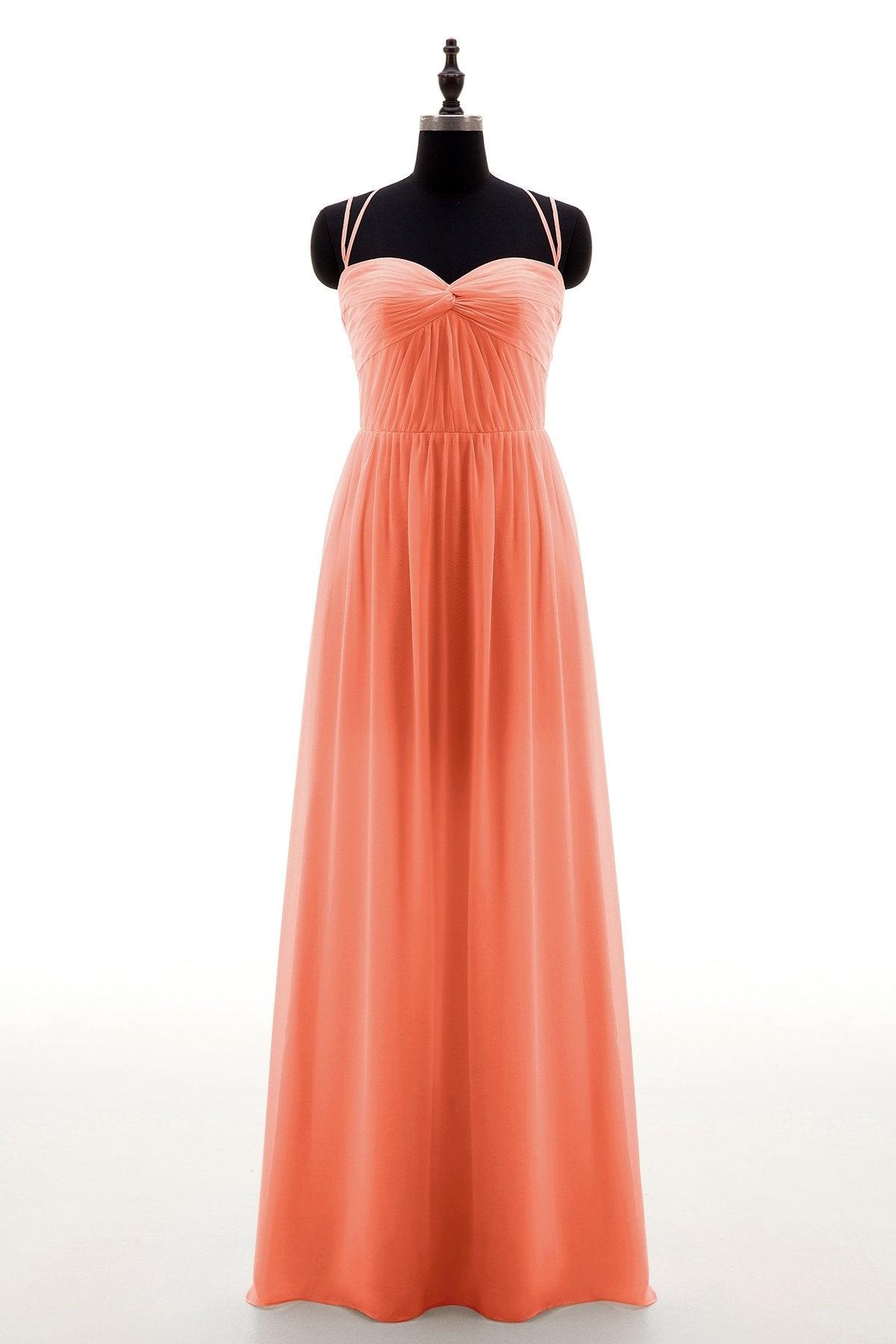 Sheath-Column Floor Length Chiffon Bridesmaid Dress NB3316 - COCOMELODY