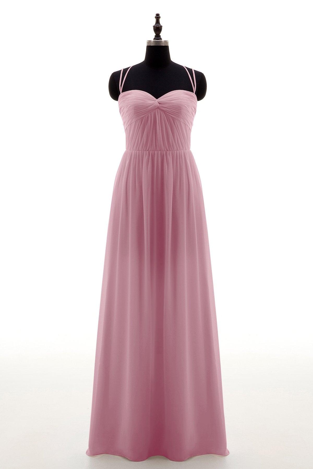 Sheath-Column Floor Length Chiffon Bridesmaid Dress NB3316 - COCOMELODY