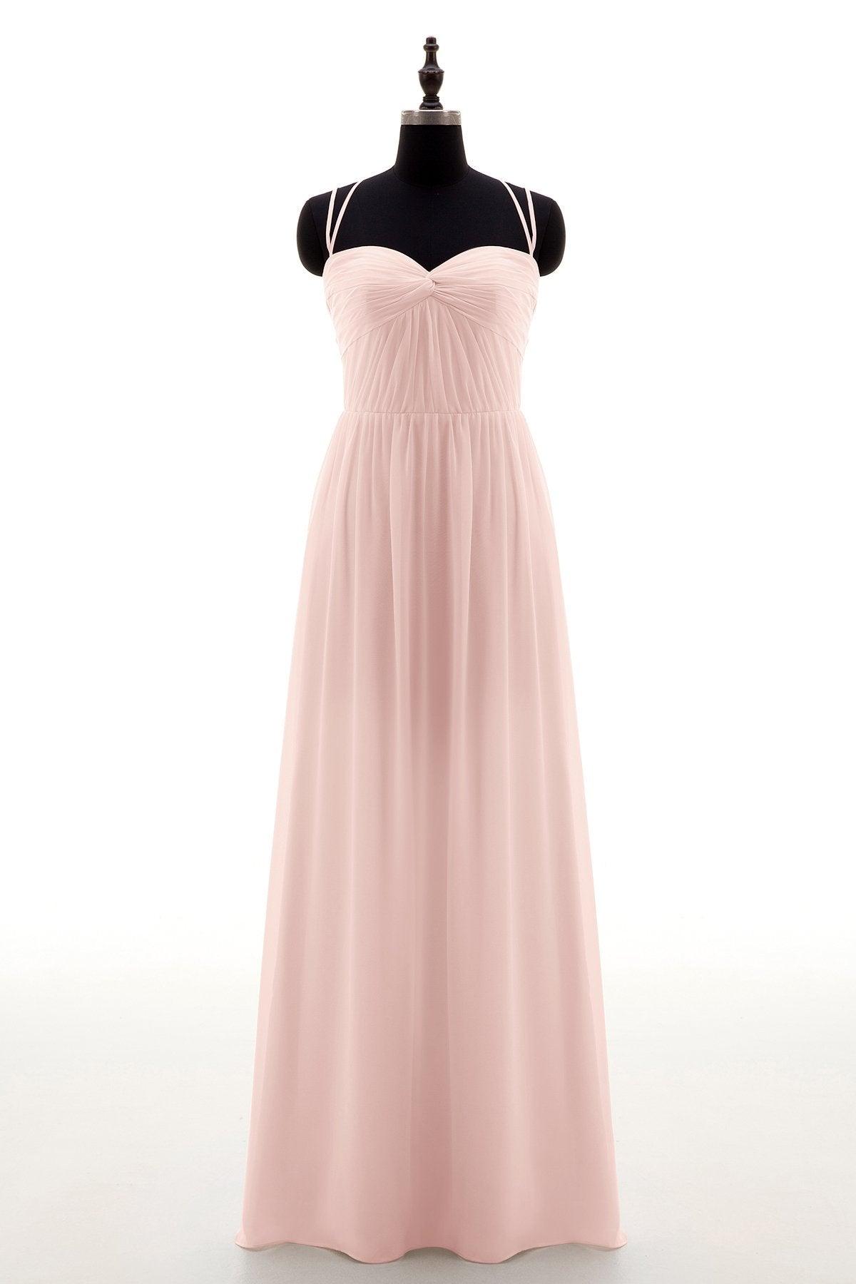 Sheath-Column Floor Length Chiffon Bridesmaid Dress NB3316 - COCOMELODY