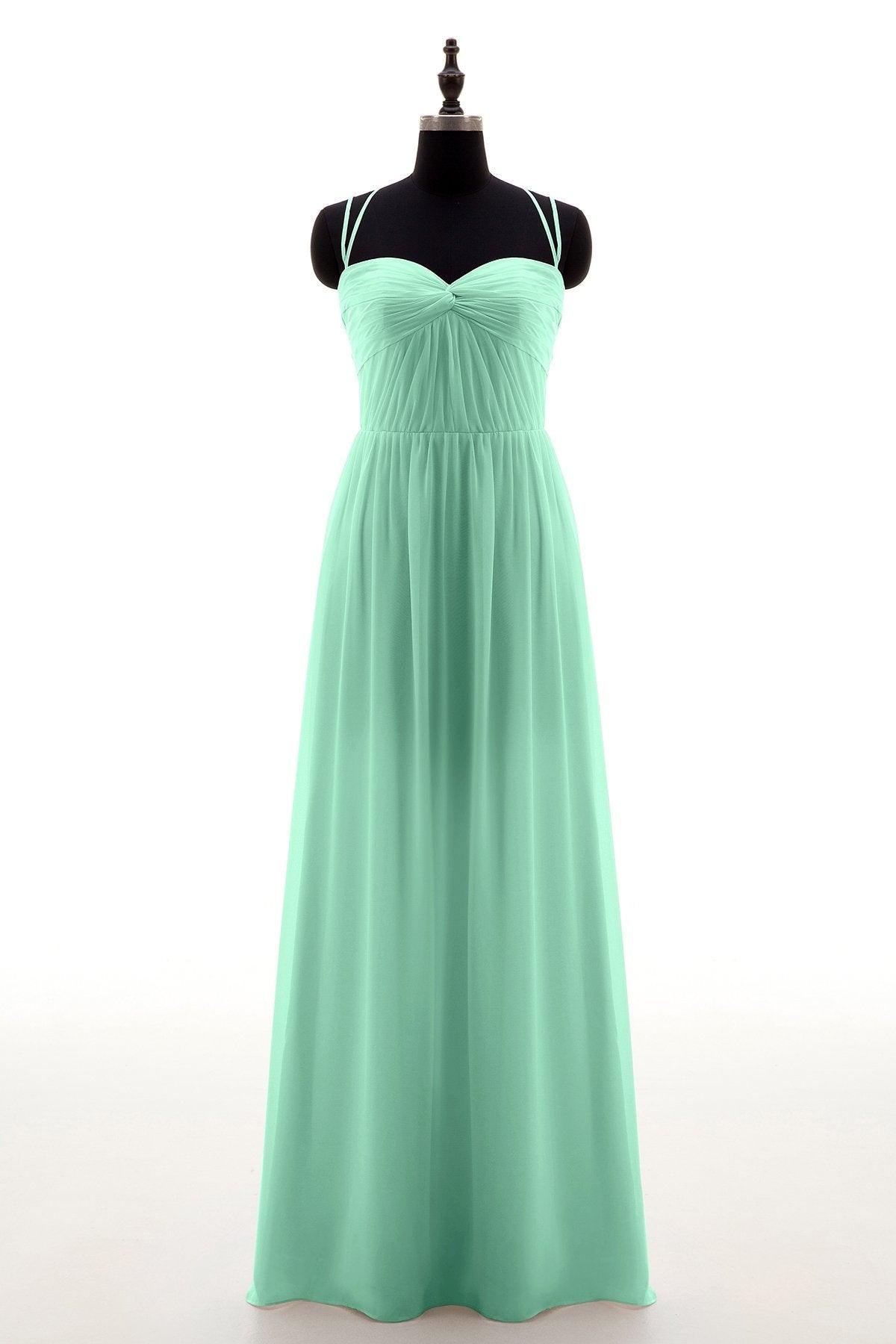 Sheath-Column Floor Length Chiffon Bridesmaid Dress NB3316 - COCOMELODY