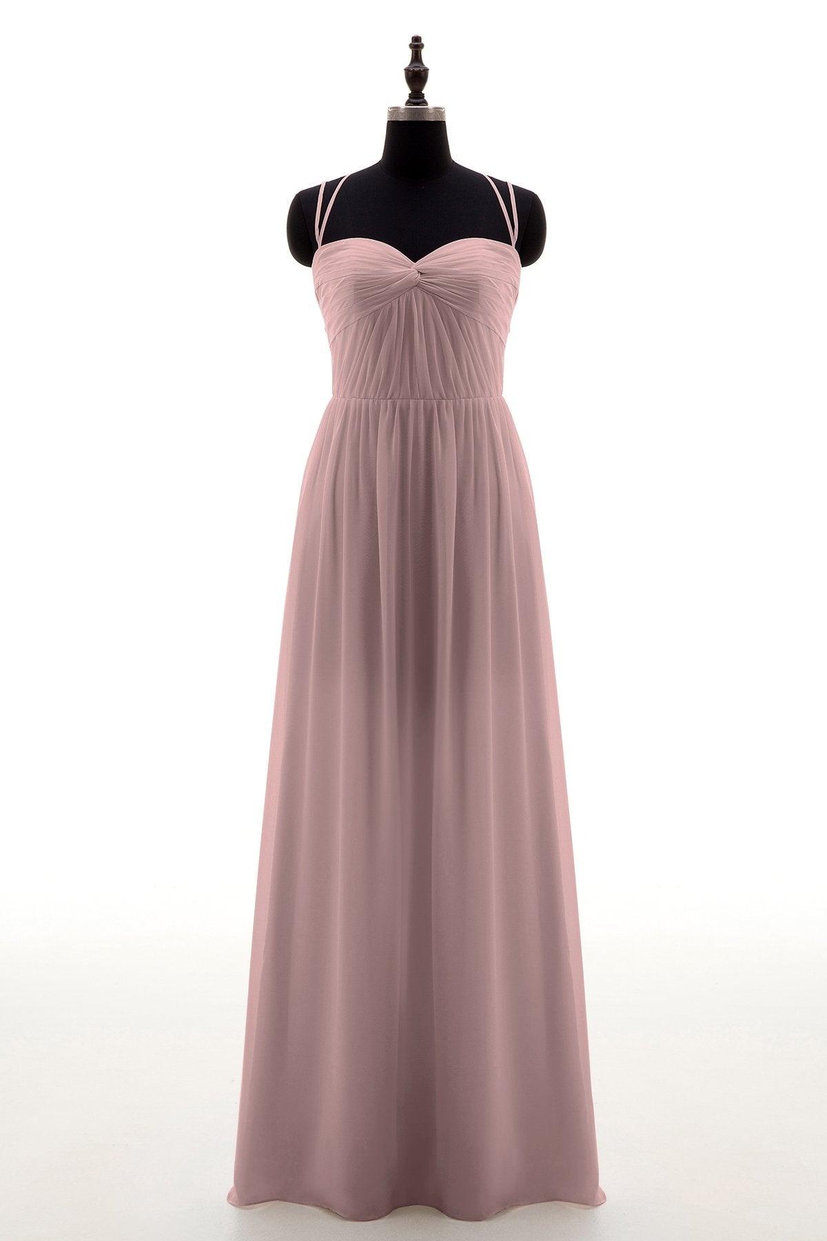 Sheath-Column Floor Length Chiffon Bridesmaid Dress NB3316 - COCOMELODY