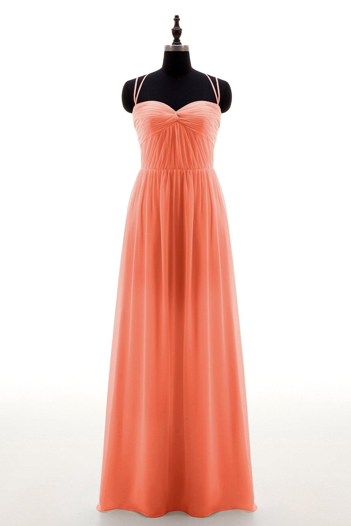 Sheath-Column Floor Length Chiffon Bridesmaid Dress NB3316 - COCOMELODY