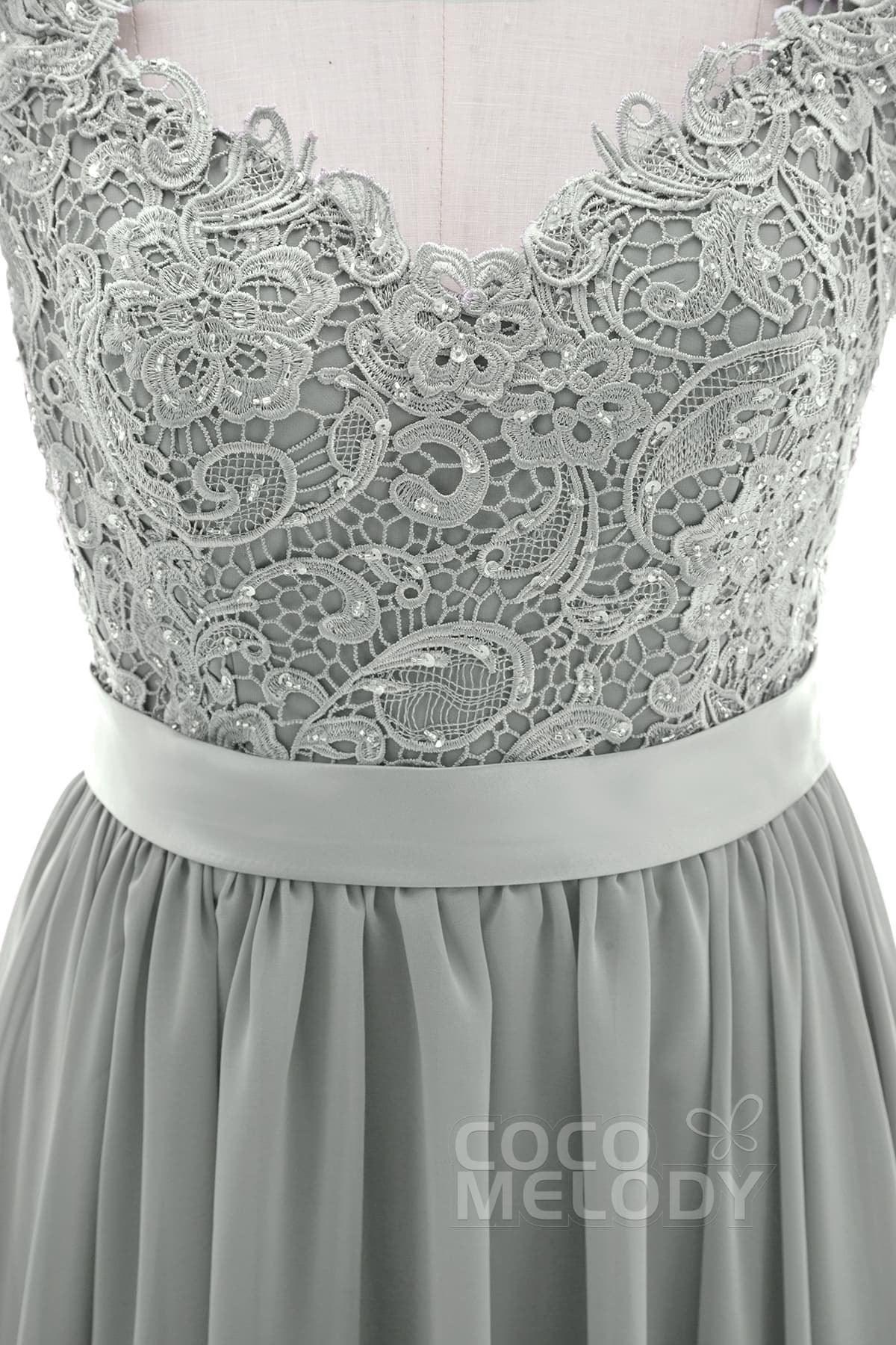 Sheath-Column Floor Length Lace and Chiffon Dress NB3322 - COCOMELODY