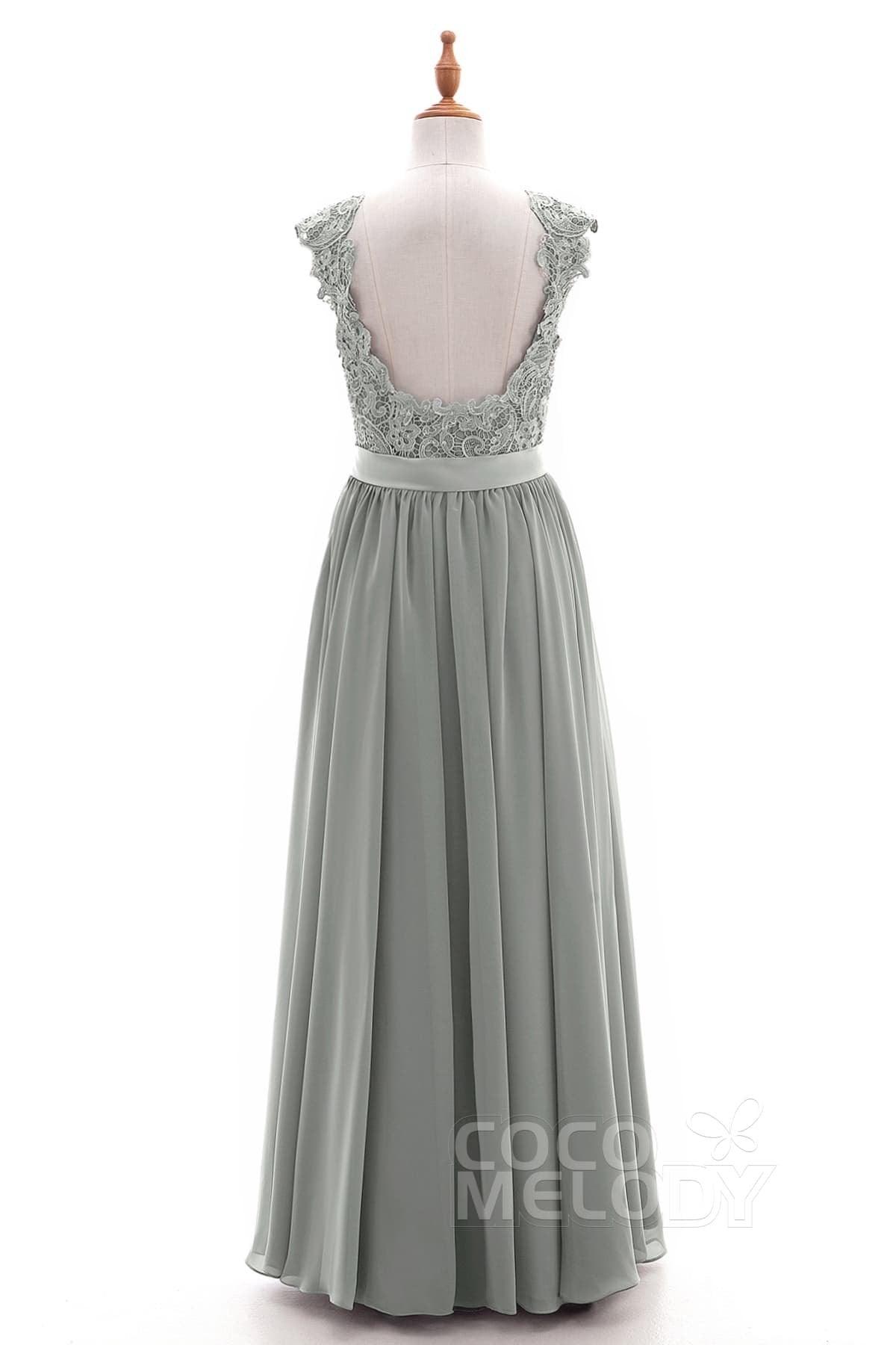 Sheath-Column Floor Length Lace and Chiffon Dress NB3322 - COCOMELODY