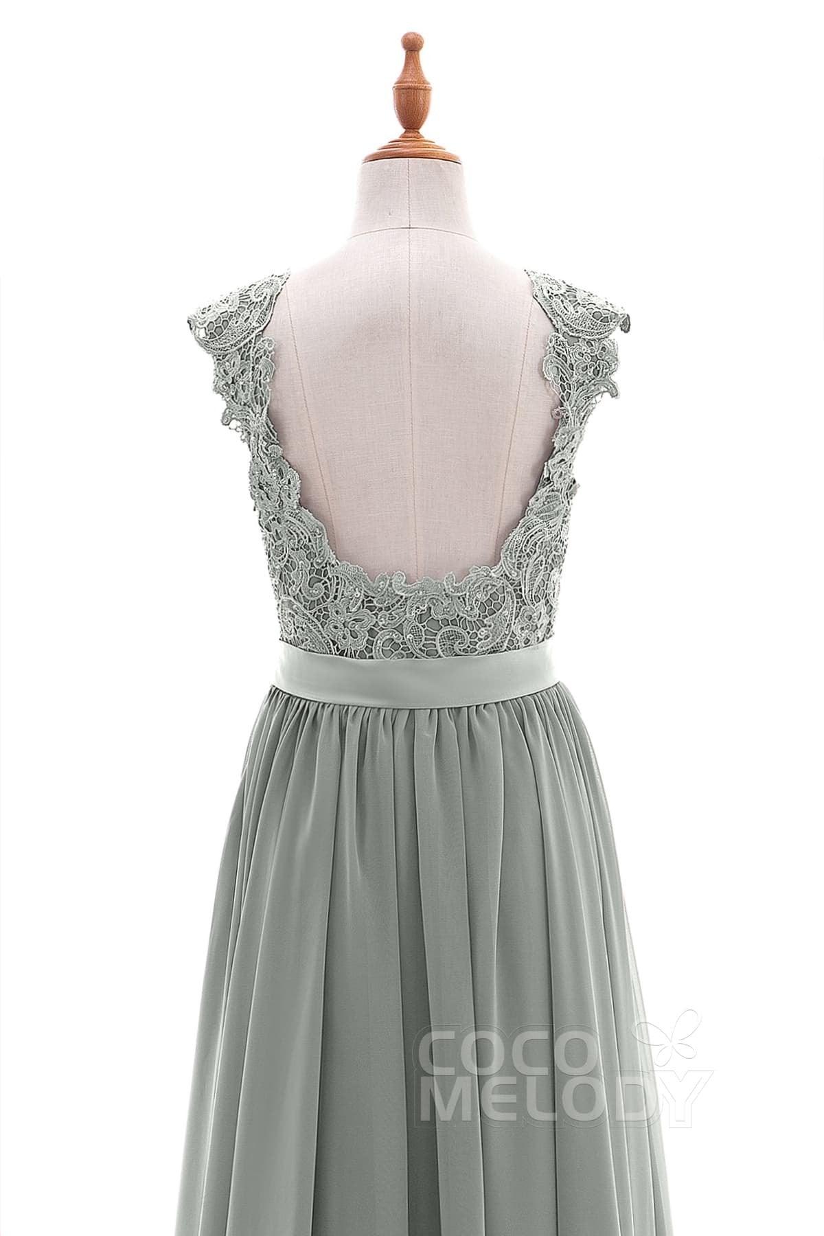Sheath-Column Floor Length Lace and Chiffon Dress NB3322 - COCOMELODY