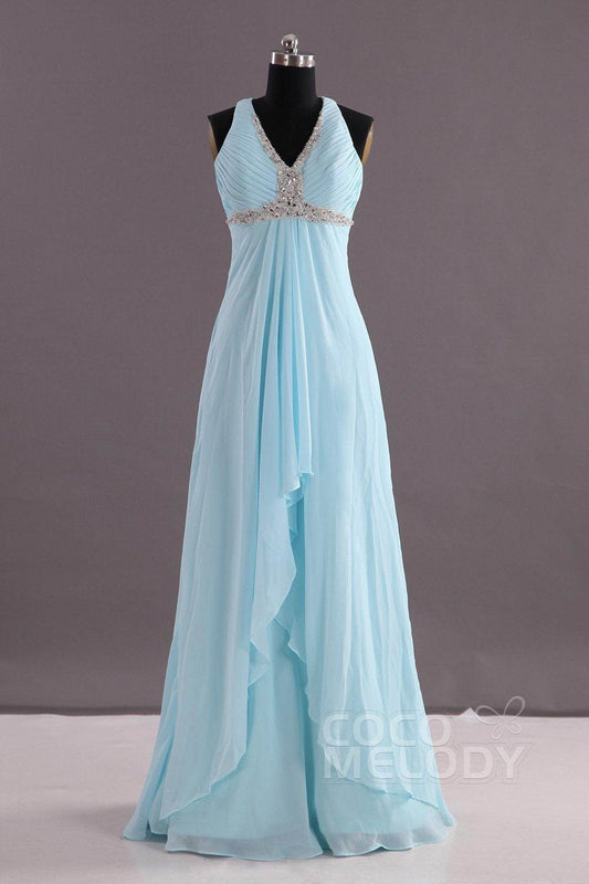 Sheath-Column Floor Length Chiffon Evening Dress COEF14001 - COCOMELODY