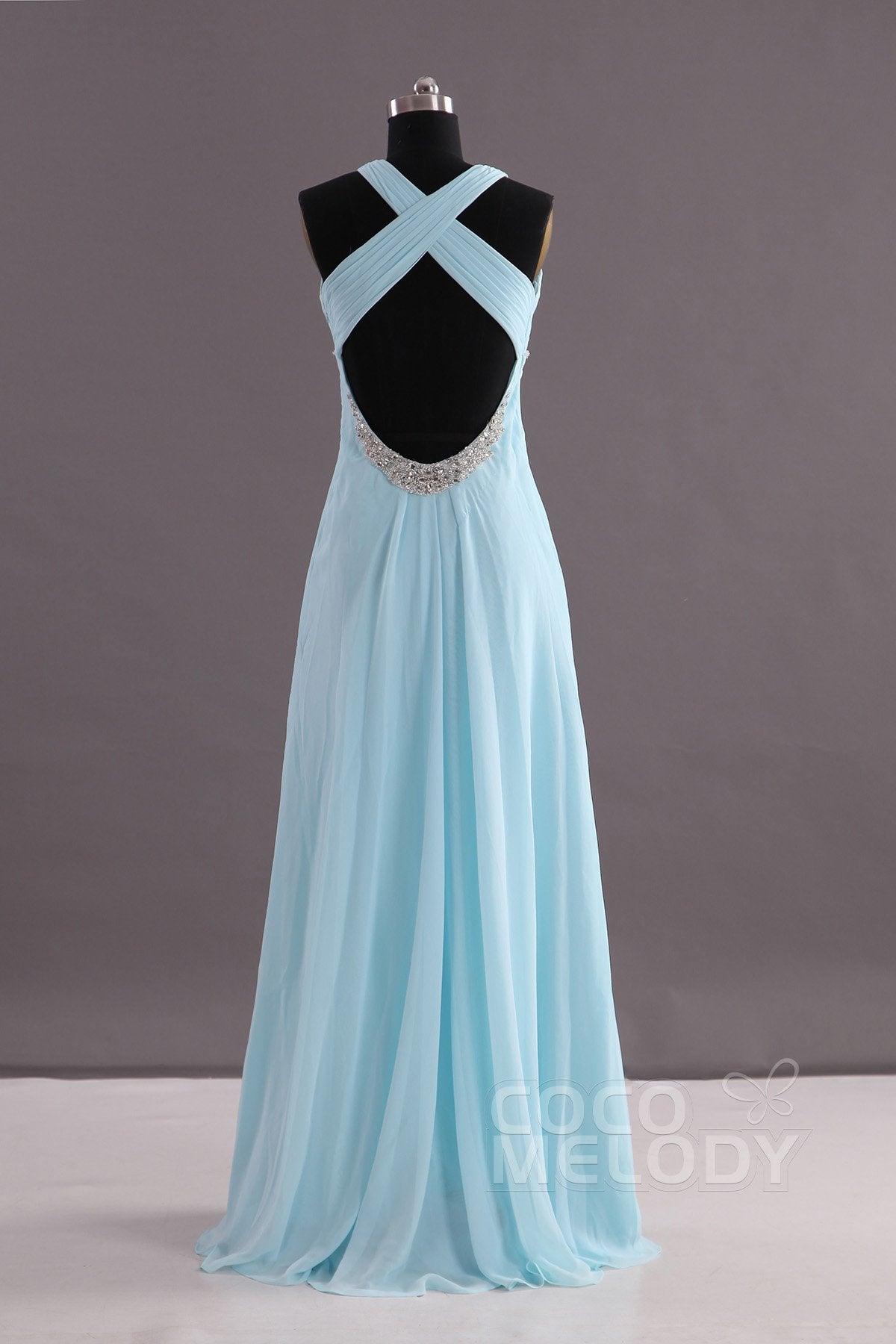 COCOMELODY Sheath-Column Floor Length Chiffon Evening Dress COEF14001 
