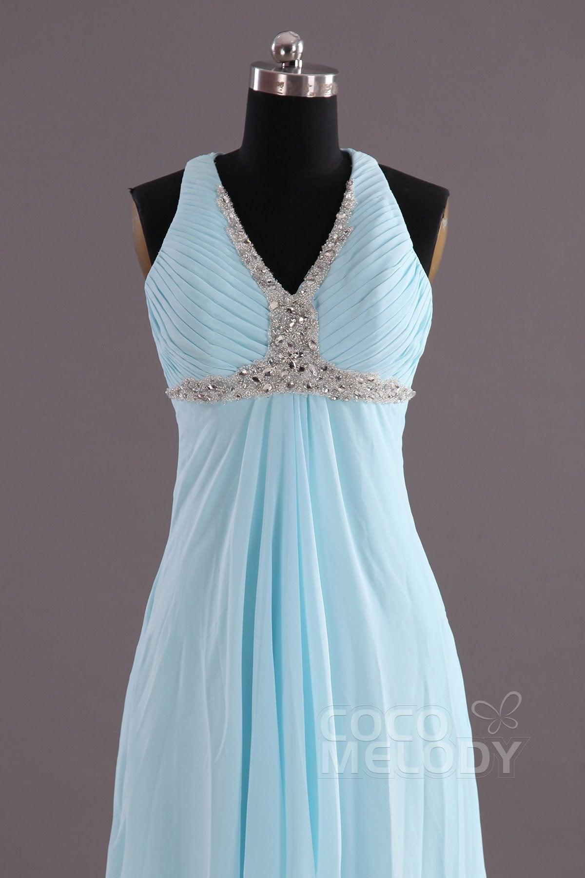 COCOMELODY Sheath-Column Floor Length Chiffon Evening Dress COEF14001 