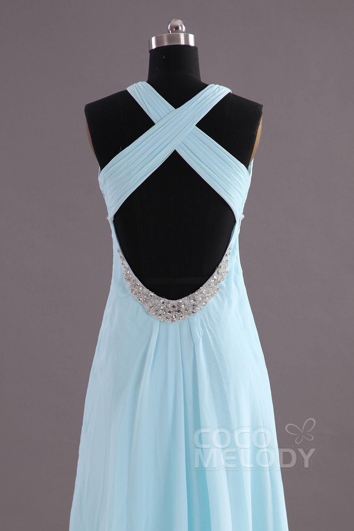 COCOMELODY Sheath-Column Floor Length Chiffon Evening Dress COEF14001 