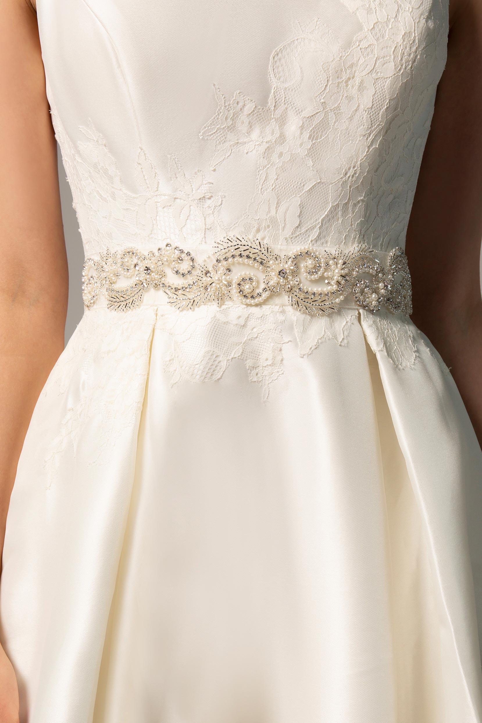 Tulle Wedding Sash with Rhinestone Imitation Pearl CC0056 - COCOMELODY
