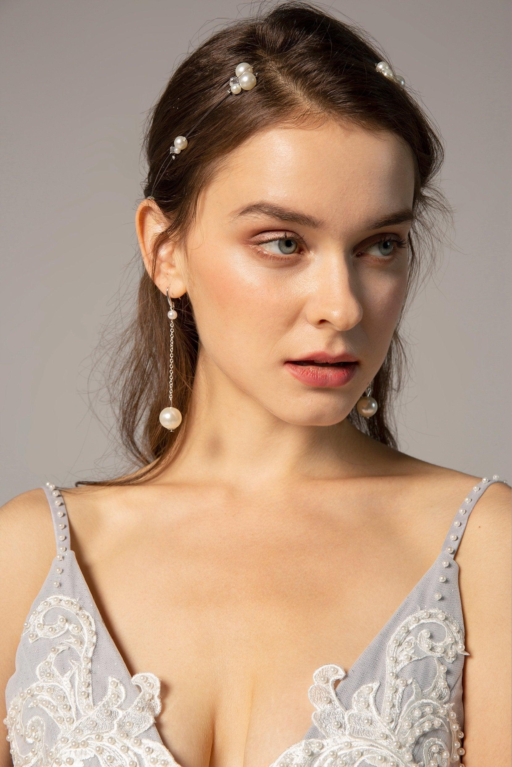 Imitation Pearl Headbands and Earrings Jewelry CY0050 - COCOMELODY