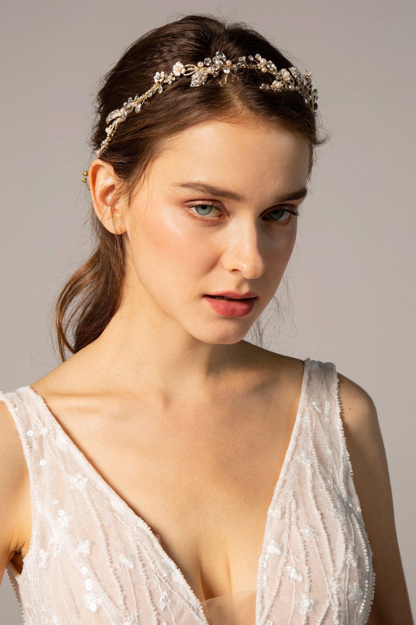 Alloy Headpieces with Imitation Pearl and Rhinestone CH0275 - COCOMELODY