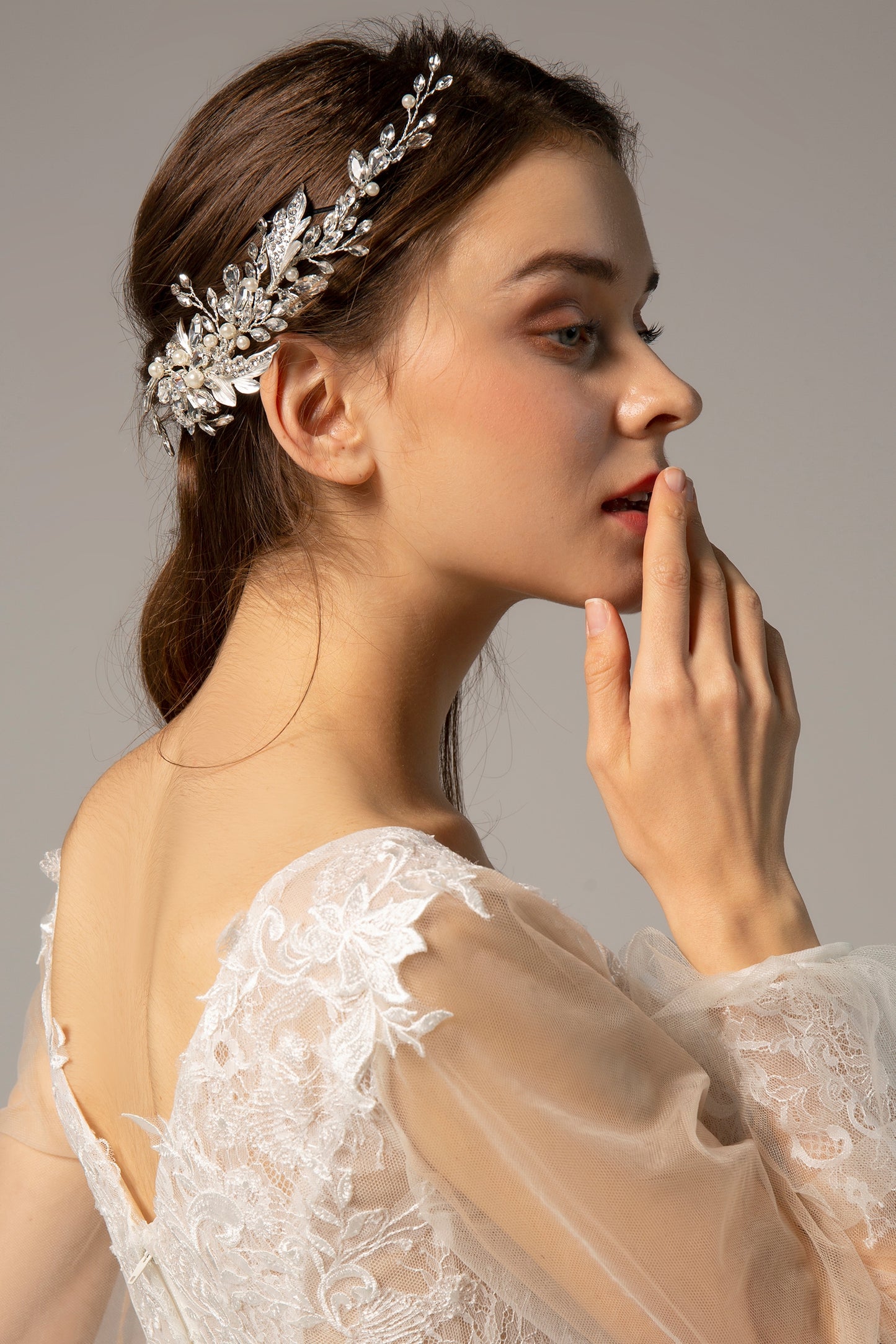 Alloy Headpieces with Imitation Pearl and Rhinestone CH0272