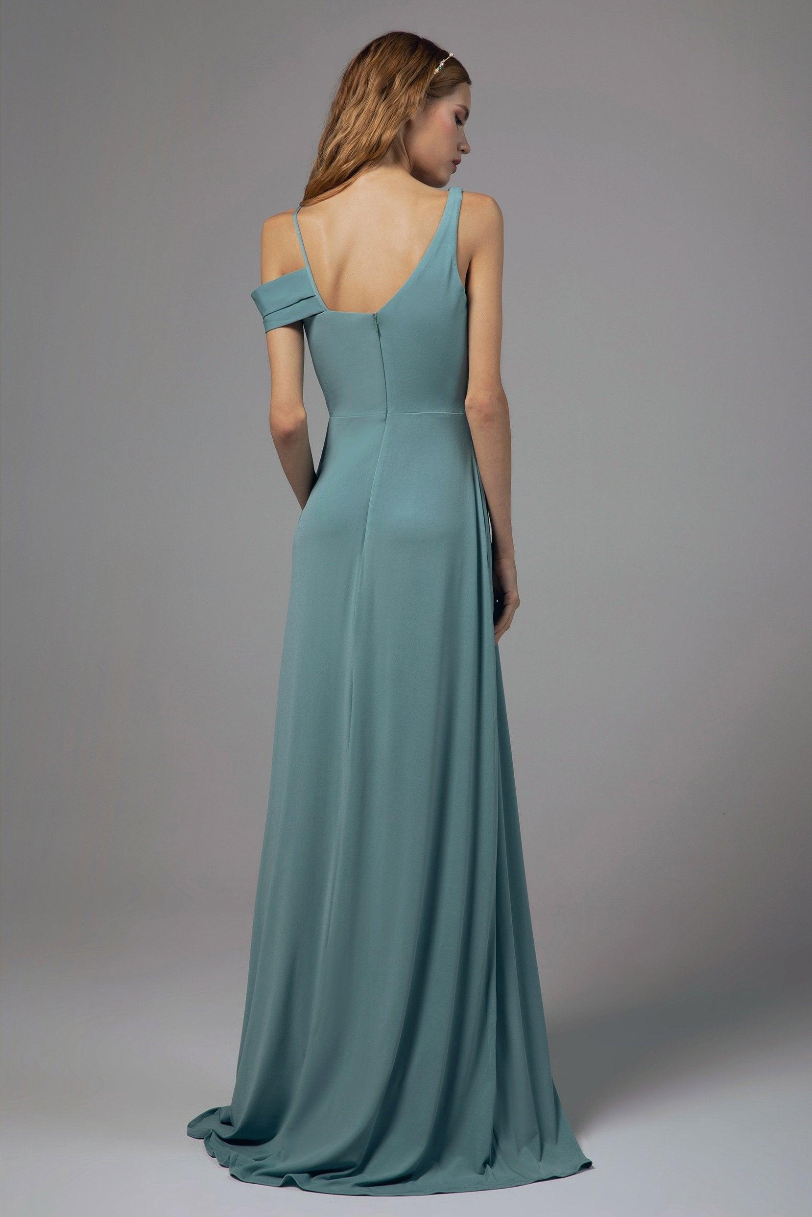 Sheath Floor Length Knitted Fabric Bridesmaid Dress Formal Dresses CB0425 - COCOMELODY
