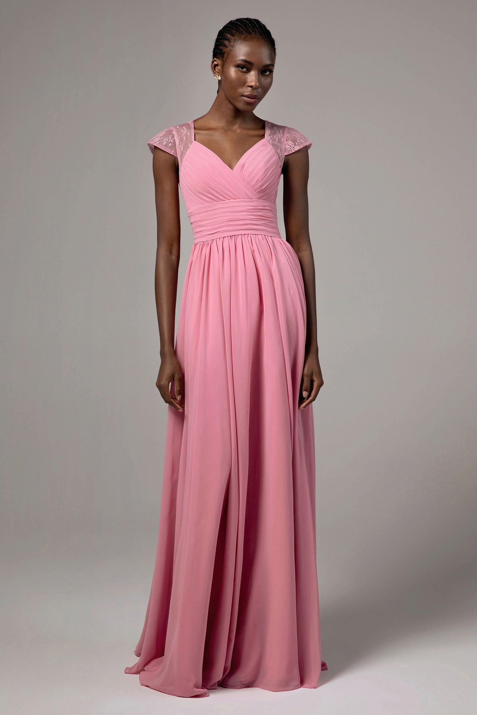 A-Line Floor Length Chiffon Bridesmaid Dress CB0390 - COCOMELODY