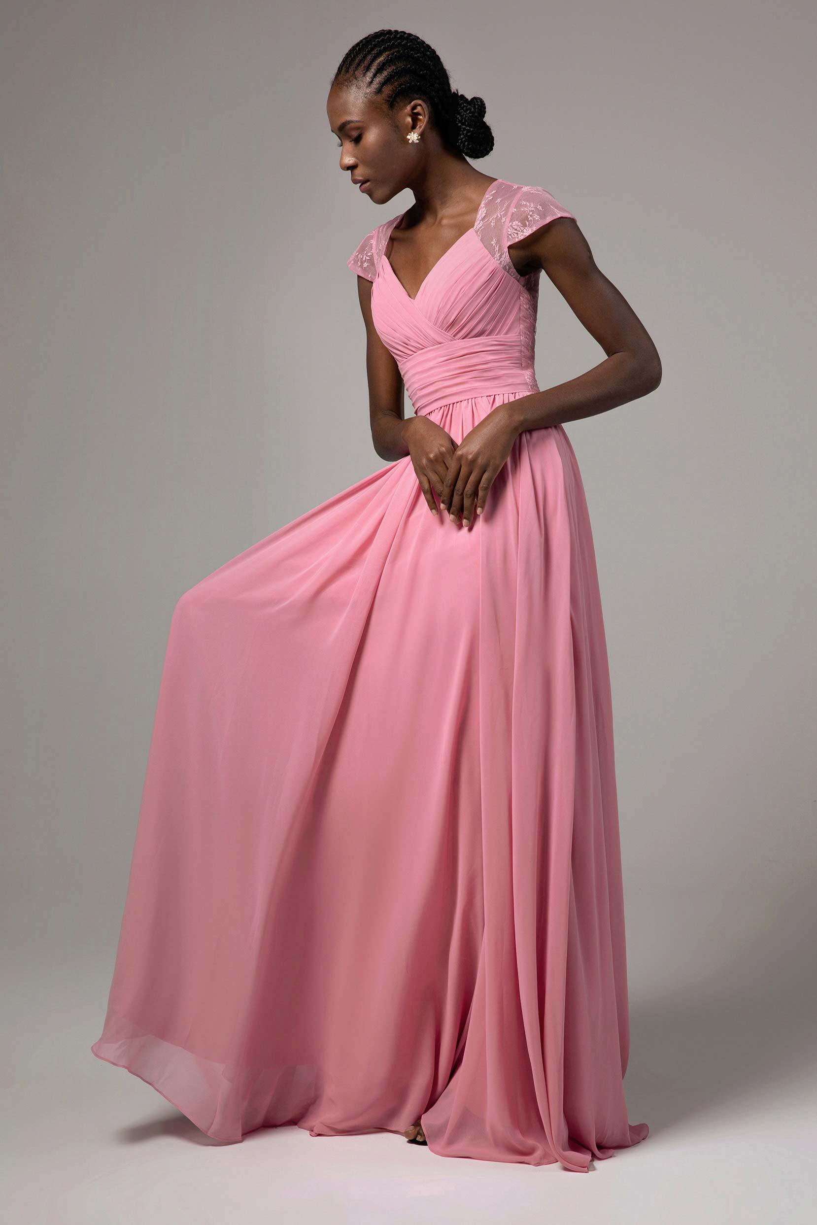 A-Line Floor Length Chiffon Bridesmaid Dress CB0390 - COCOMELODY