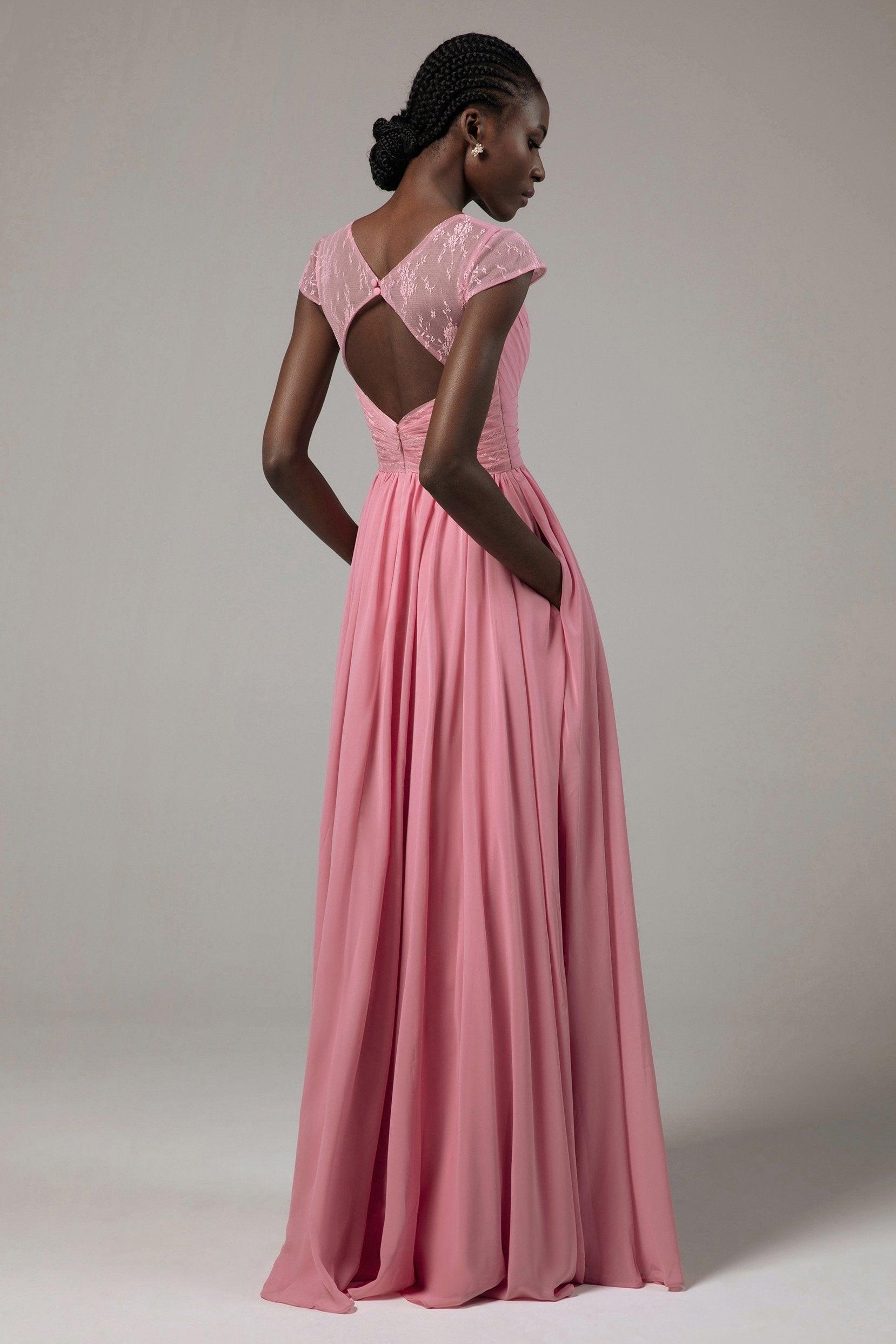 A-Line Floor Length Chiffon Bridesmaid Dress CB0390 - COCOMELODY