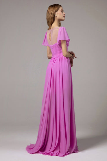 A-Line Floor Length Chiffon Bridesmaid Dress CB0396