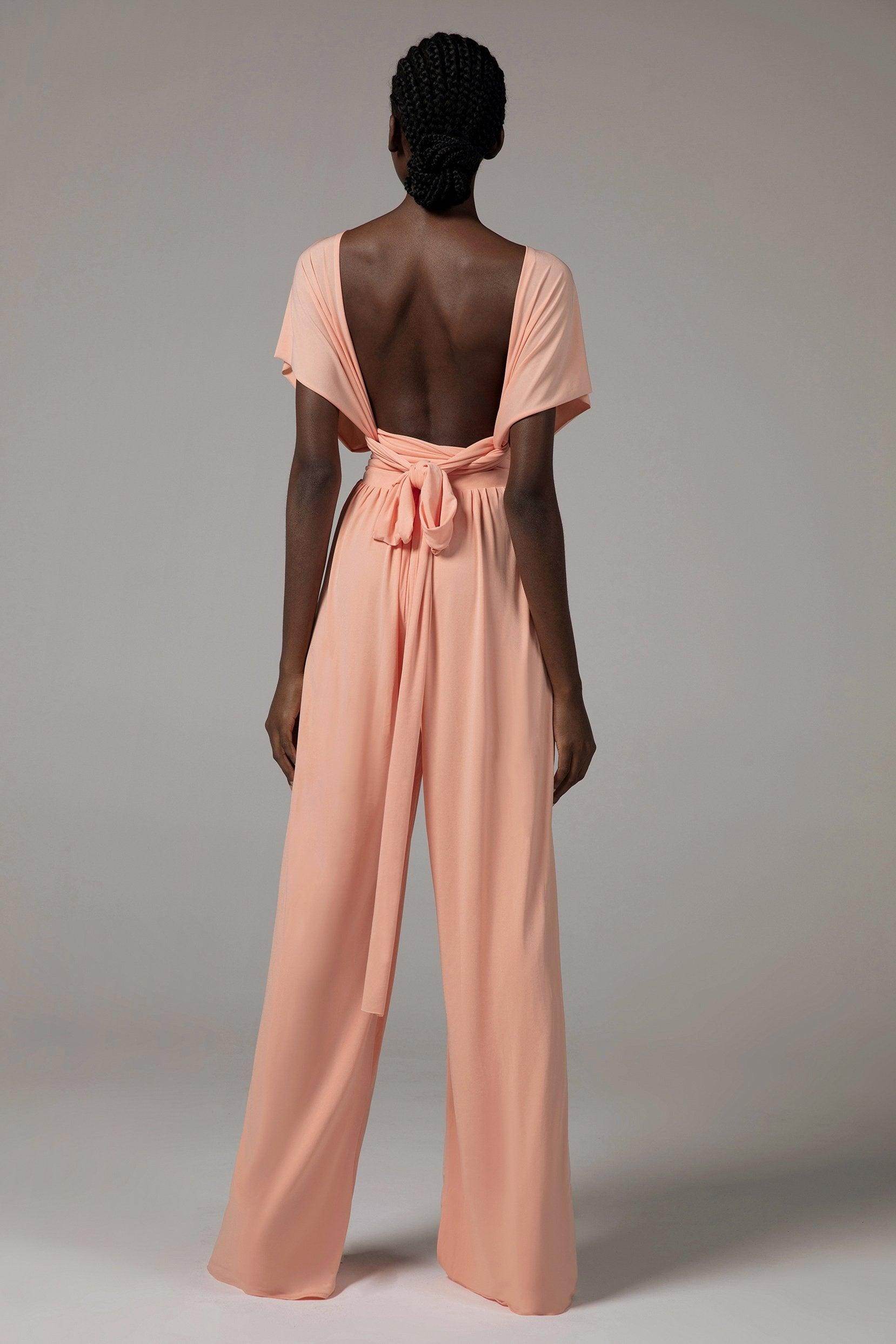 Jumpsuit Floor Length Knitted Fabric Bridesmaid Dress Formal Dresses CB0419 - COCOMELODY