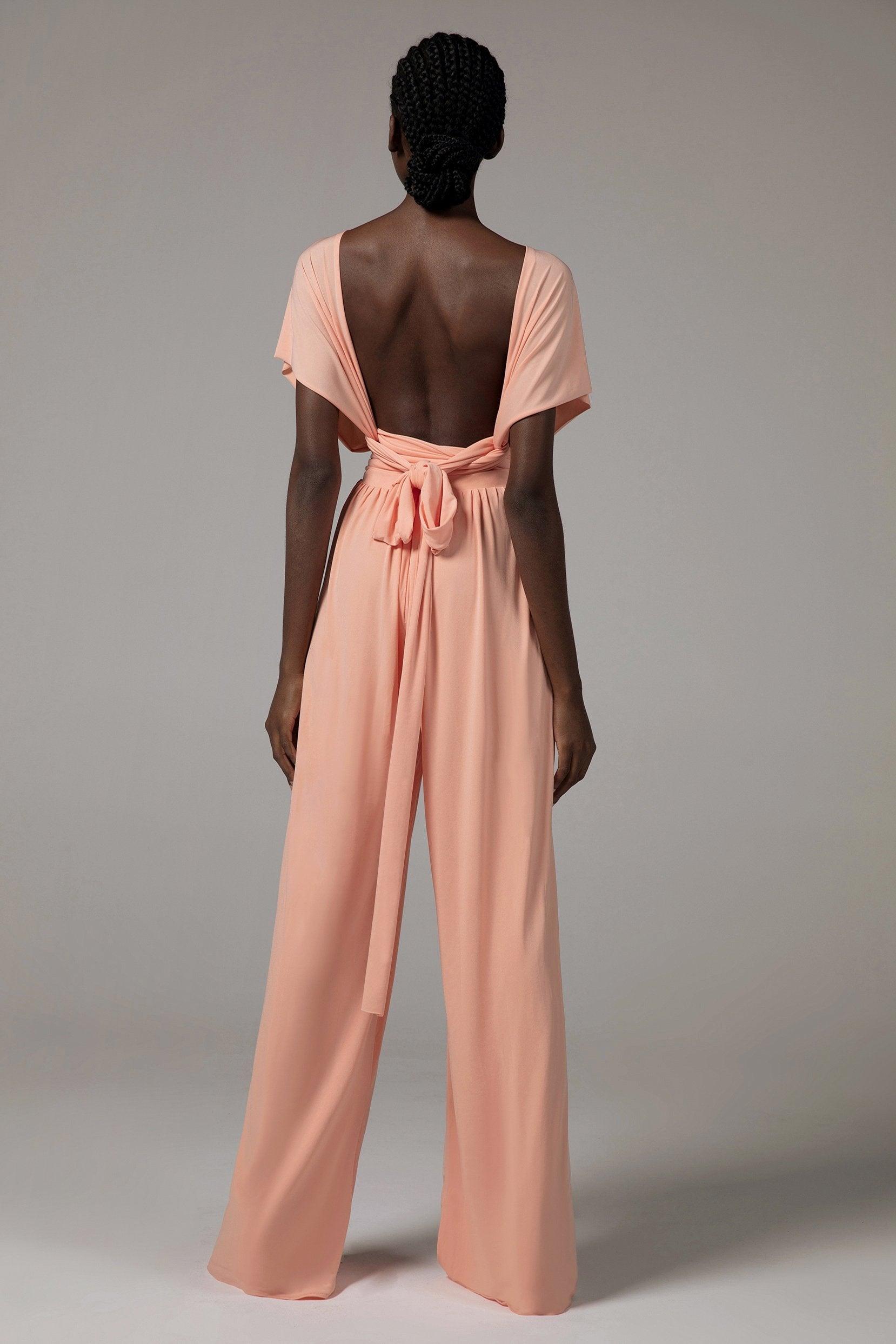 Jumpsuit Floor Length Knitted Fabric Bridesmaid Dress Formal Dresses CB0419 - COCOMELODY