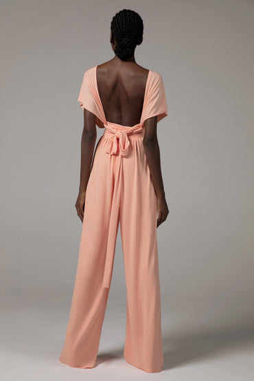 Jumpsuit Floor Length Knitted Fabric Bridesmaid Dress Formal Dresses CB0419 - COCOMELODY