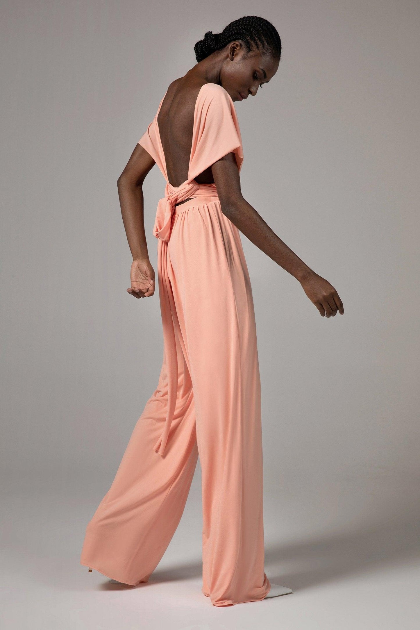 Jumpsuit Floor Length Knitted Fabric Bridesmaid Dress Formal Dresses CB0419 - COCOMELODY