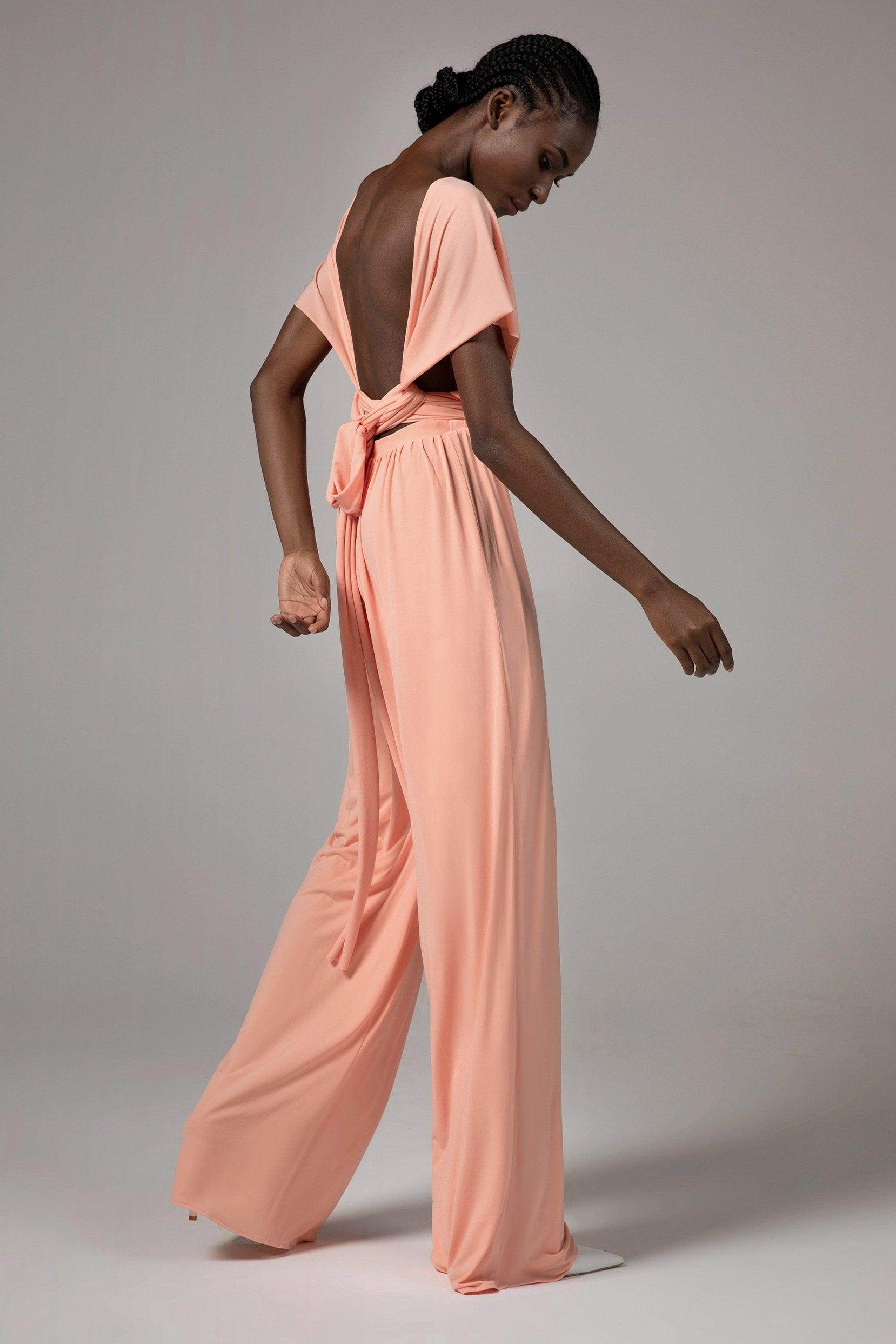 Jumpsuit Floor Length Knitted Fabric Bridesmaid Dress Formal Dresses CB0419 - COCOMELODY