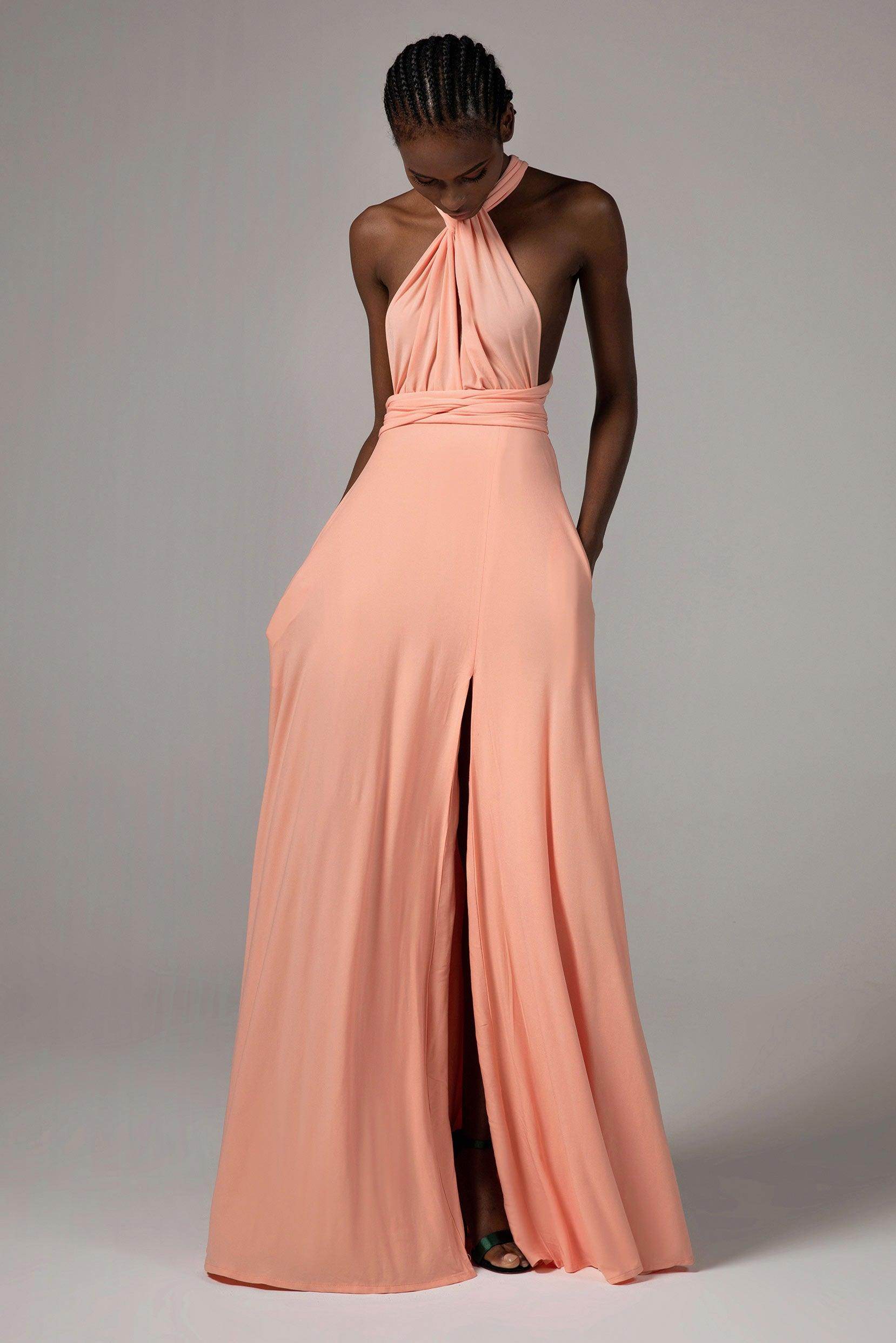 A-Line Floor Length Knitted Fabric Bridesmaid Dress Formal Dresses CB0420 - COCOMELODY