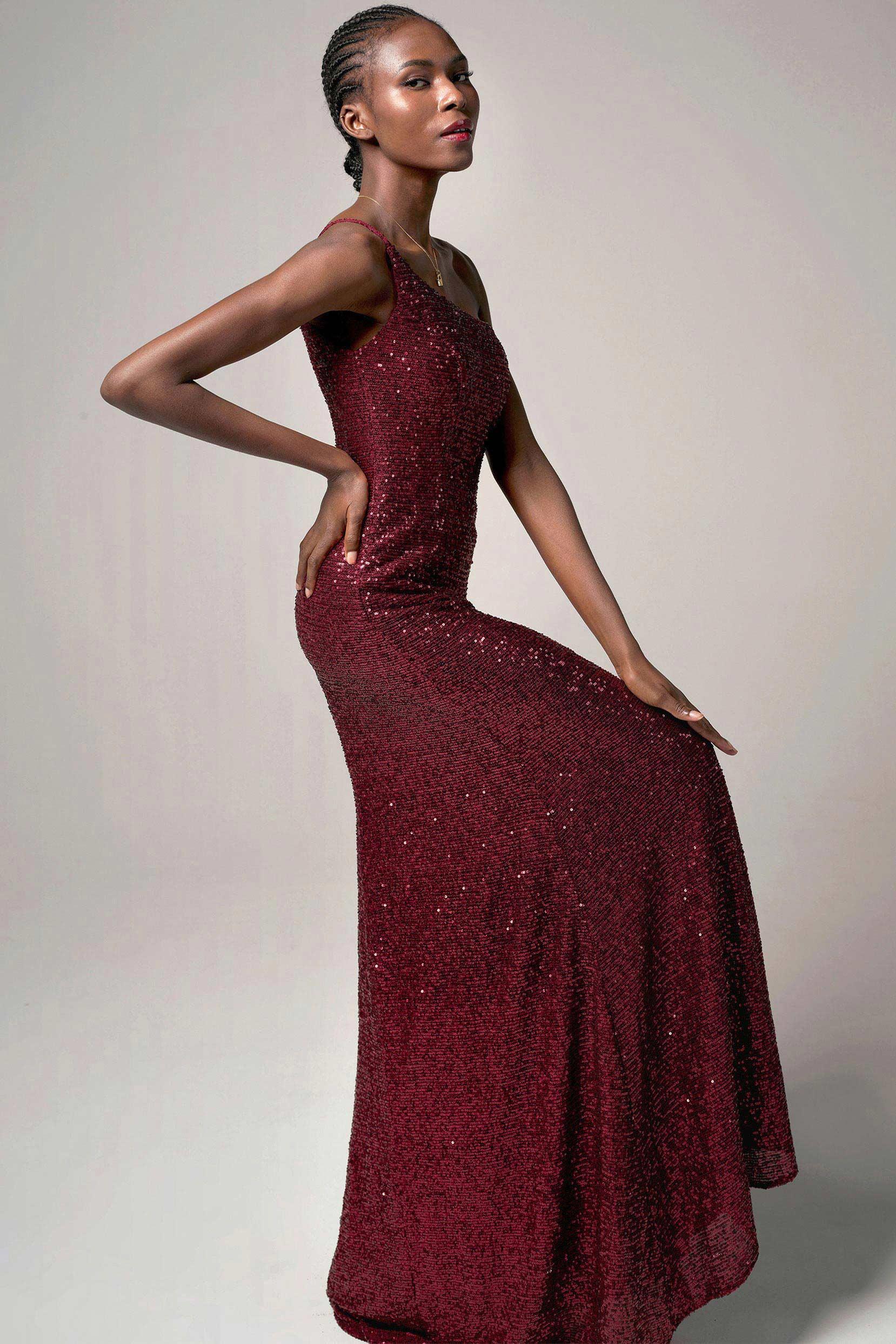 Trumpet-Mermaid Sweep-Brush Train Sequined Dress CB0406 - COCOMELODY