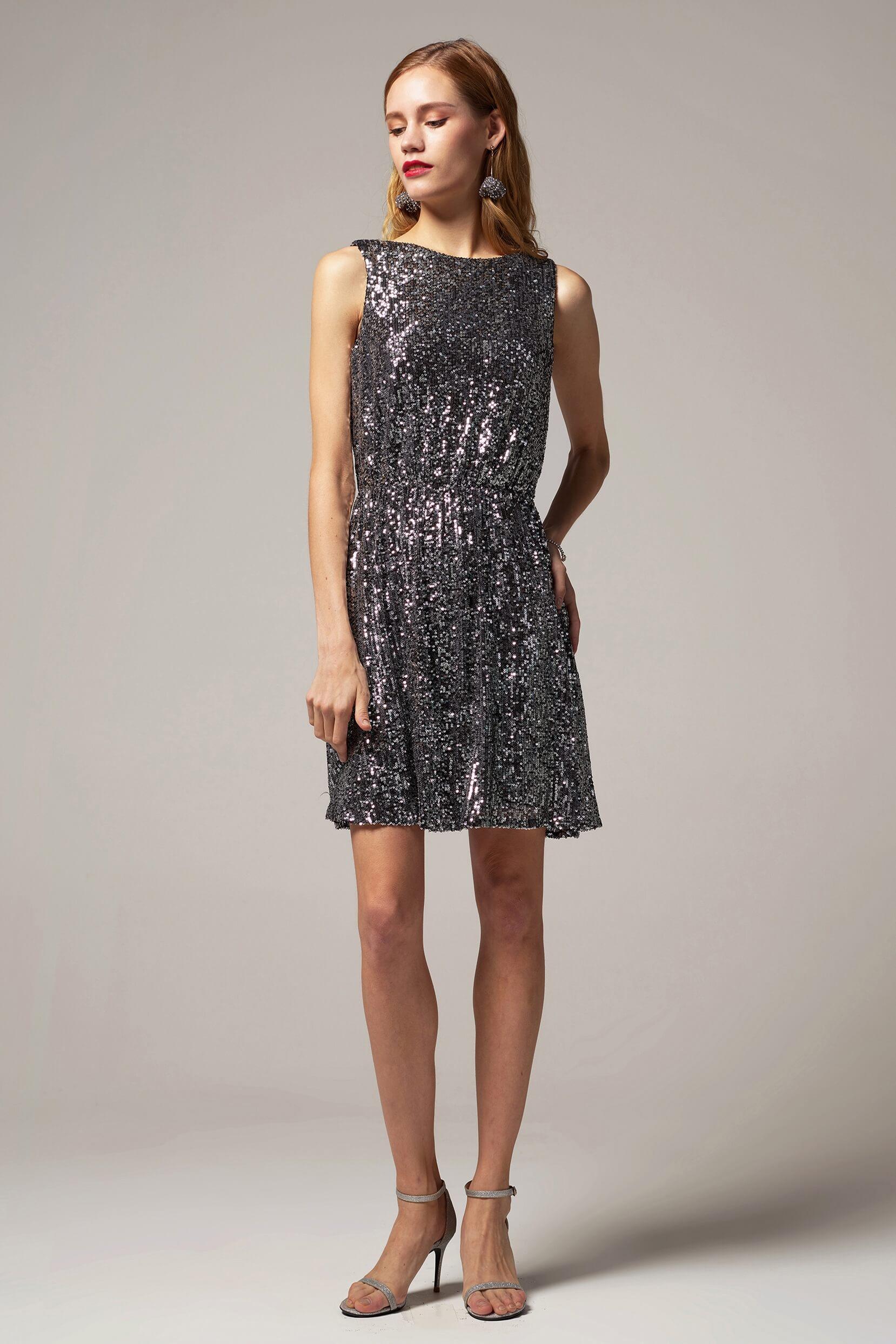 A-Line Short-Mini Sequined Dress CB0403 - COCOMELODY