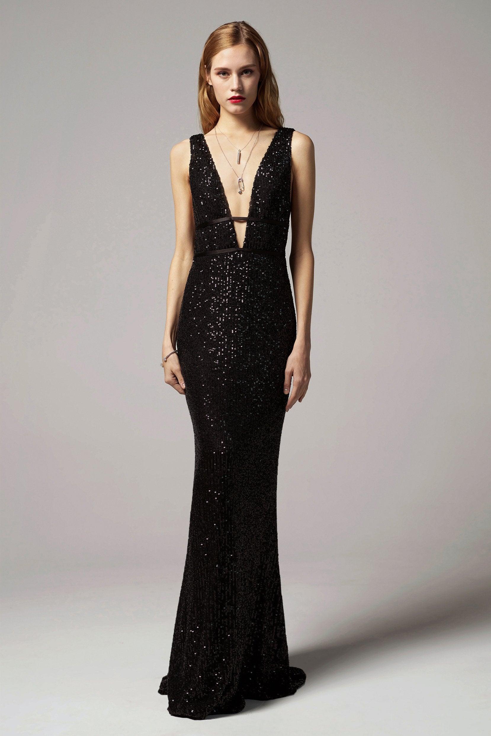 Trumpet-Mermaid Floor Length Sequined Dress CS0267 - COCOMELODY