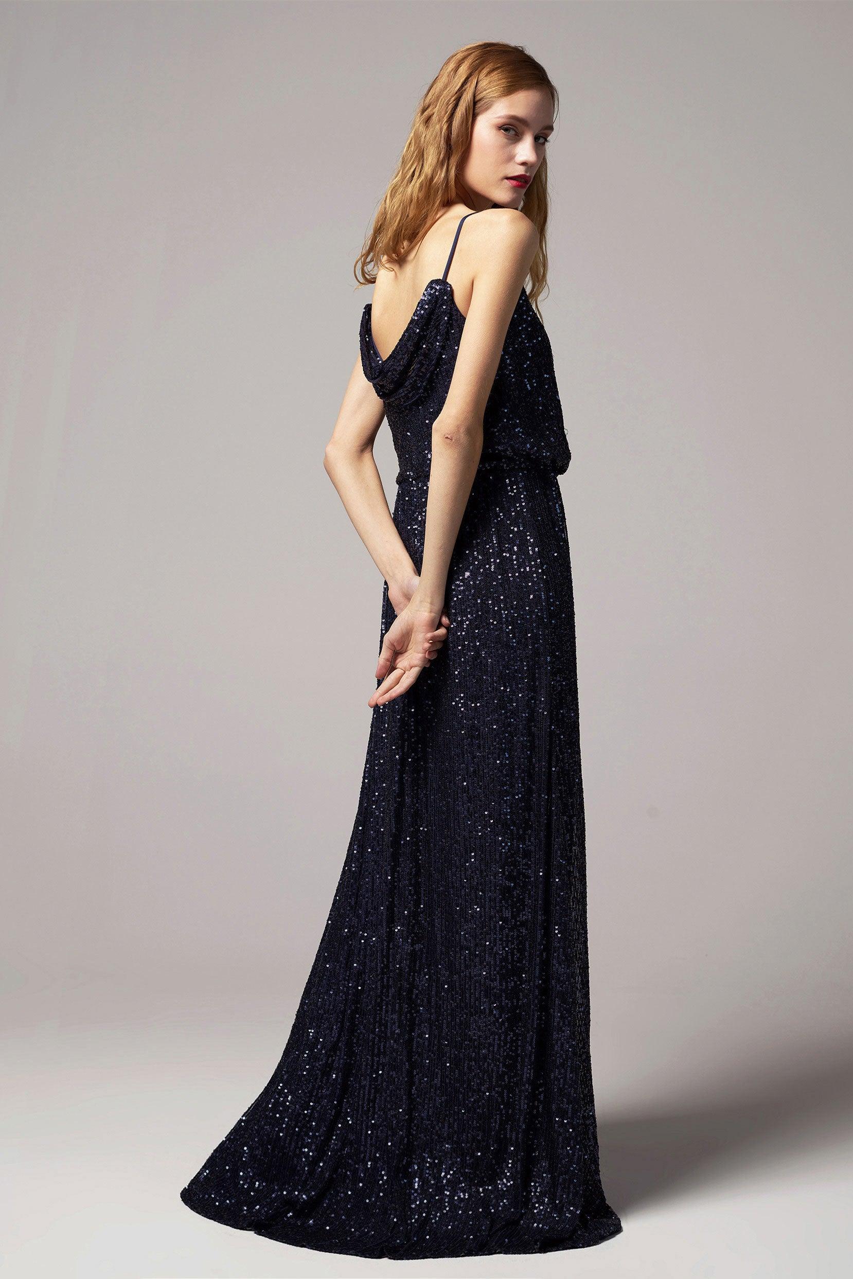 A-Line Floor Length Sequined Dress CB0407 - COCOMELODY