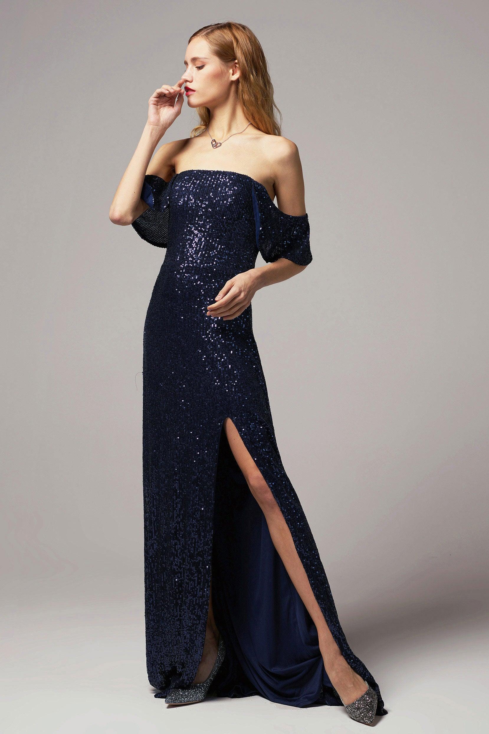 Sheath-Column Floor Length Sequined Dress CB0405 - COCOMELODY