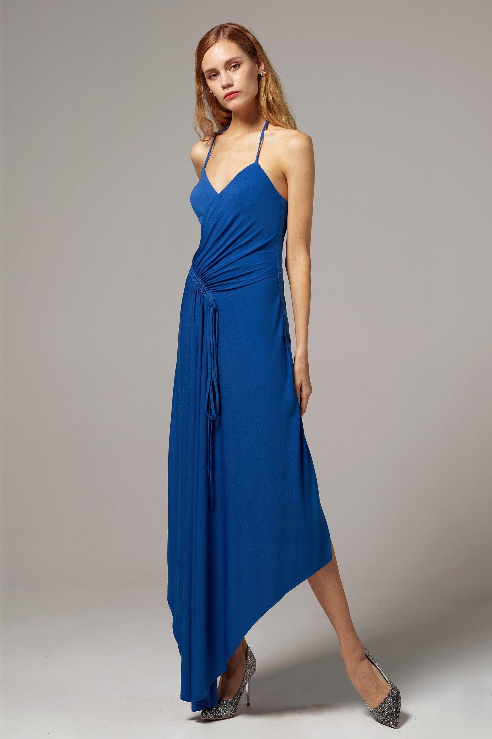 Asymmetrical High-Low Knitted Fabric Bridesmaid Dress CB0424 - COCOMELODY