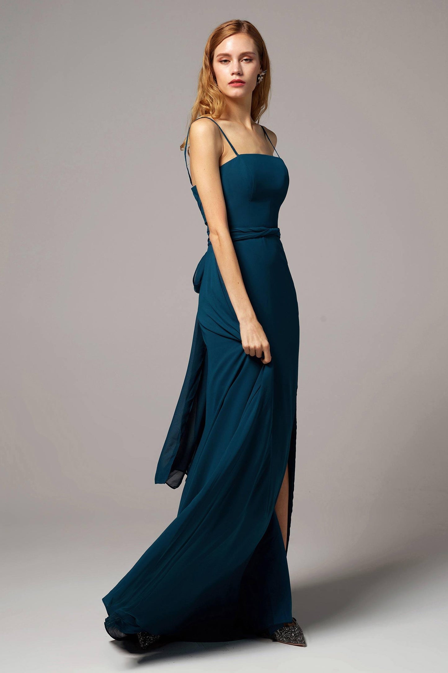 A-Line Floor Length Chiffon Bridesmaid Dress CB0414 - COCOMELODY