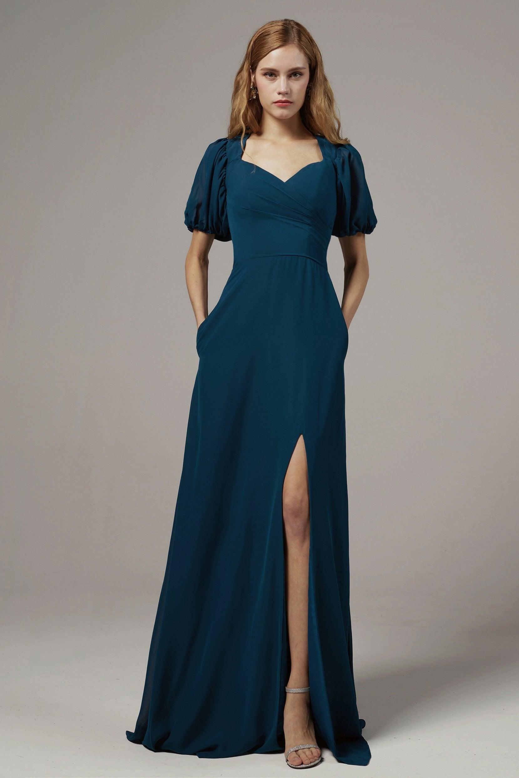 A-Line Floor Length Chiffon Bridesmaid Dress Formal Dresses CB0415 - COCOMELODY