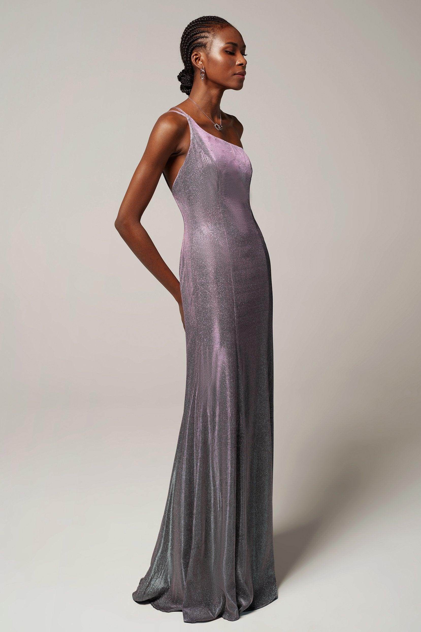 Sheath-Column Floor Length Gold Dusting Fabric Dress CS0241 - COCOMELODY