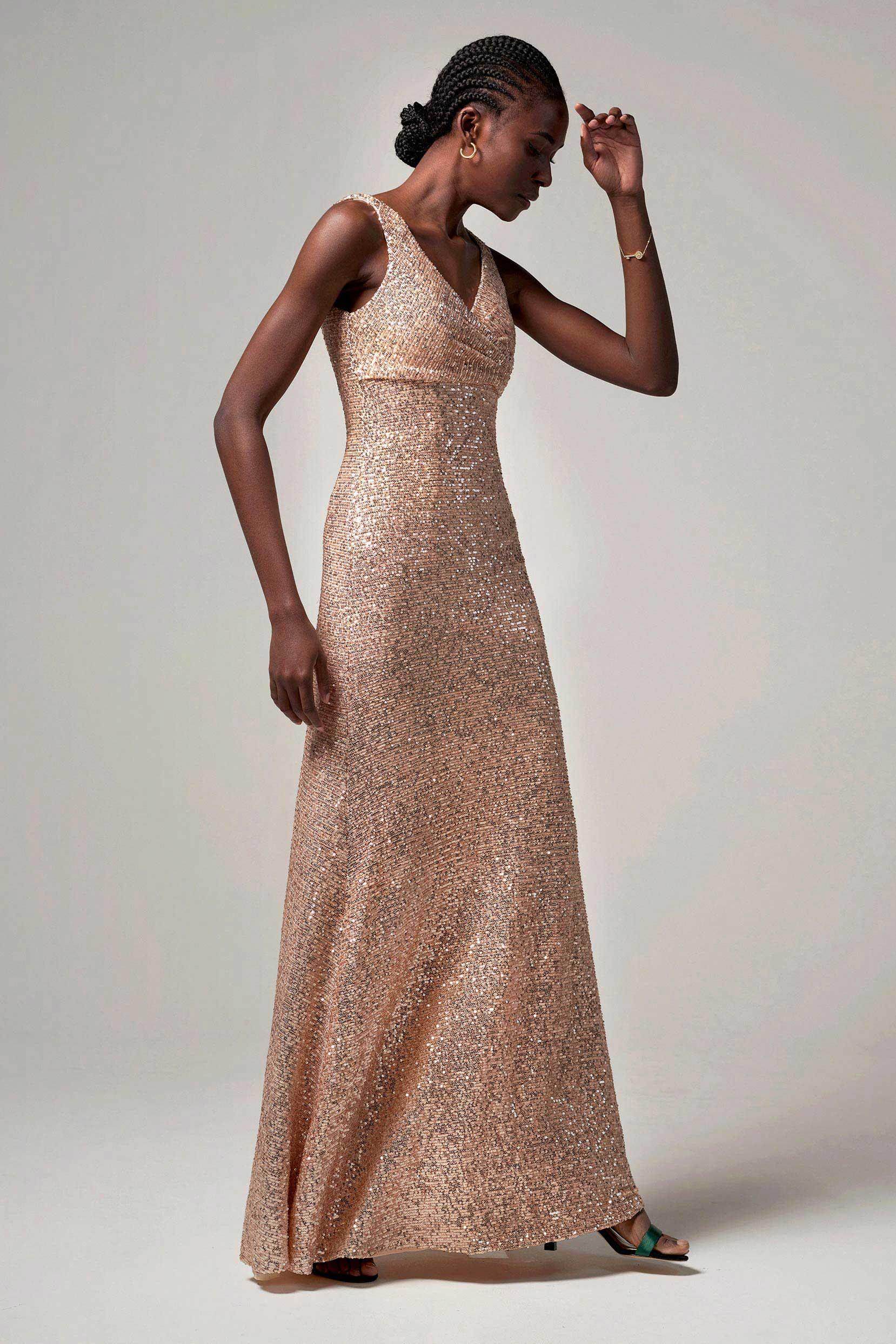 Sheath-Column Floor Length Sequined Dress CB0404 - COCOMELODY