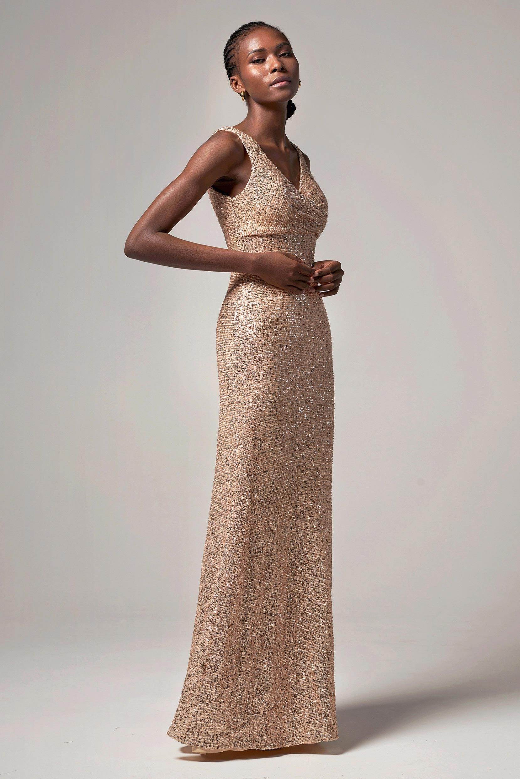 Sheath-Column Floor Length Sequined Dress CB0404 - COCOMELODY