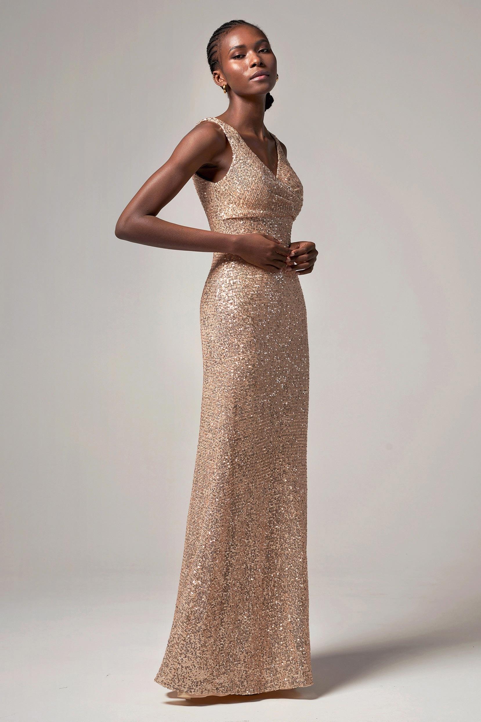 Sheath-Column Floor Length Sequined Dress CB0404 - COCOMELODY