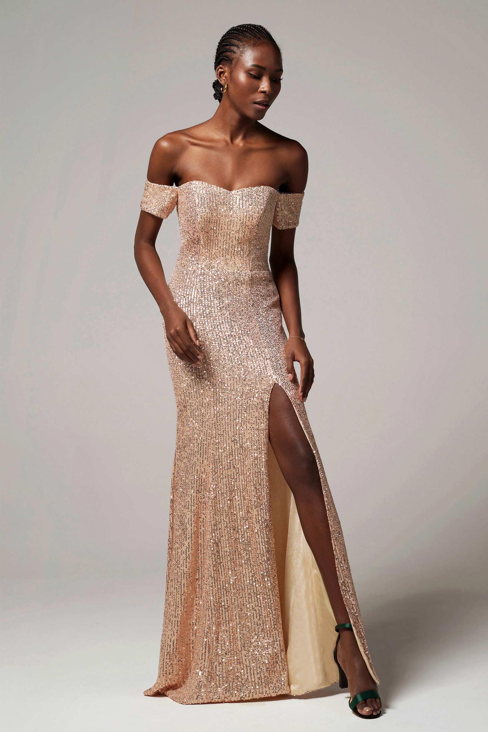 Sheath-Column Floor Length Sequined Dress CS0265 - COCOMELODY